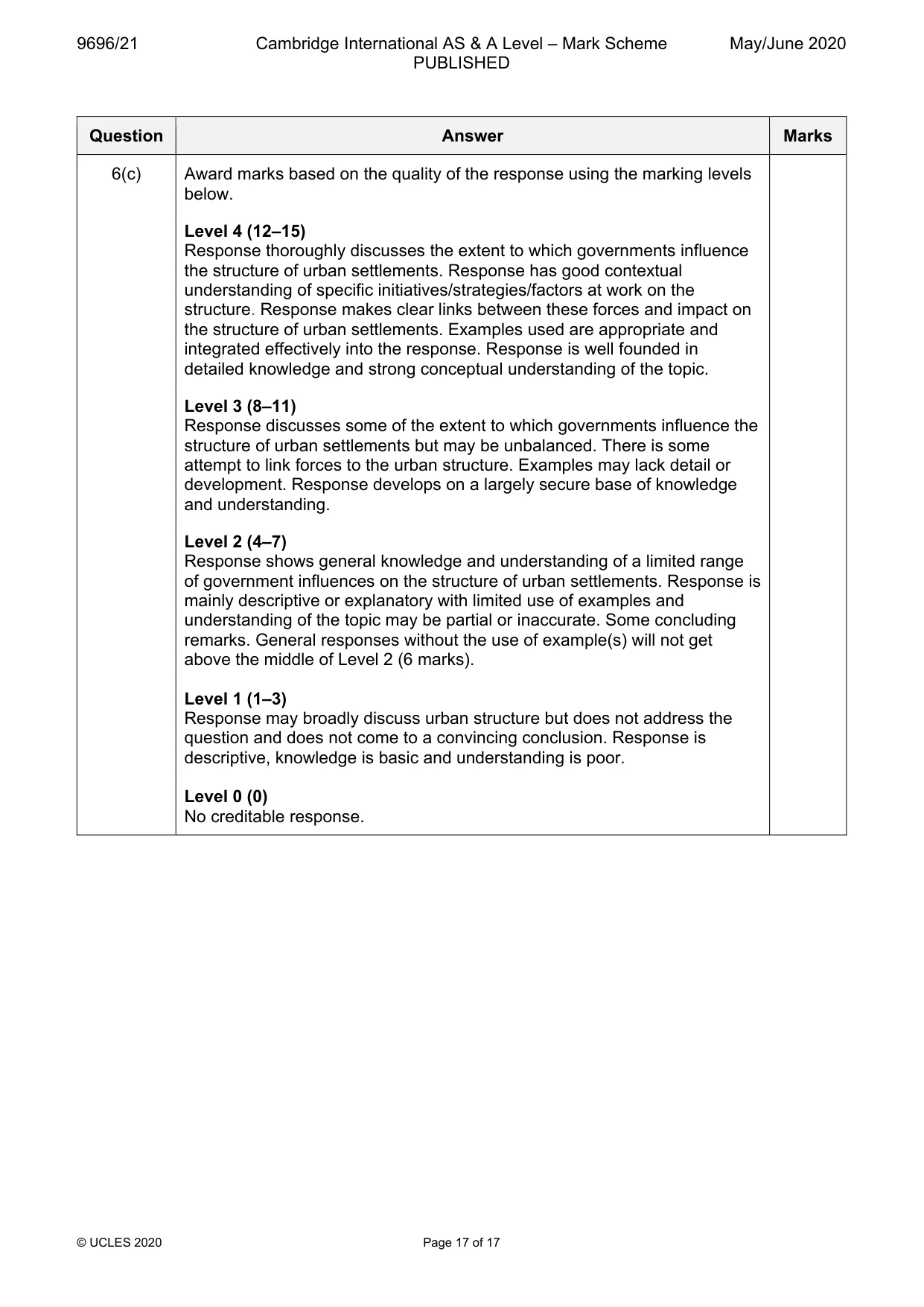 Mark scheme, page 17 of 17