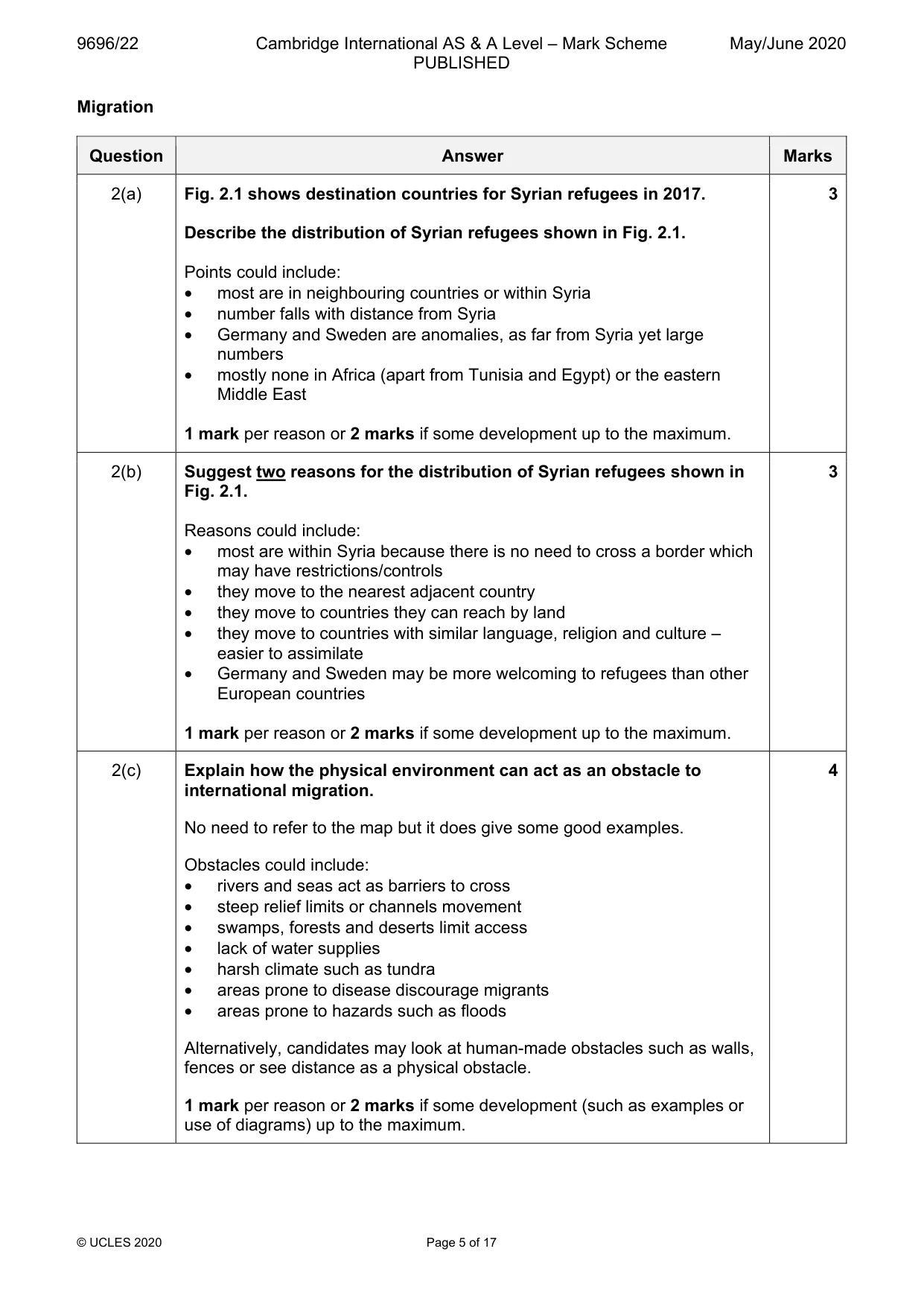 Mark scheme, page 5 of 17