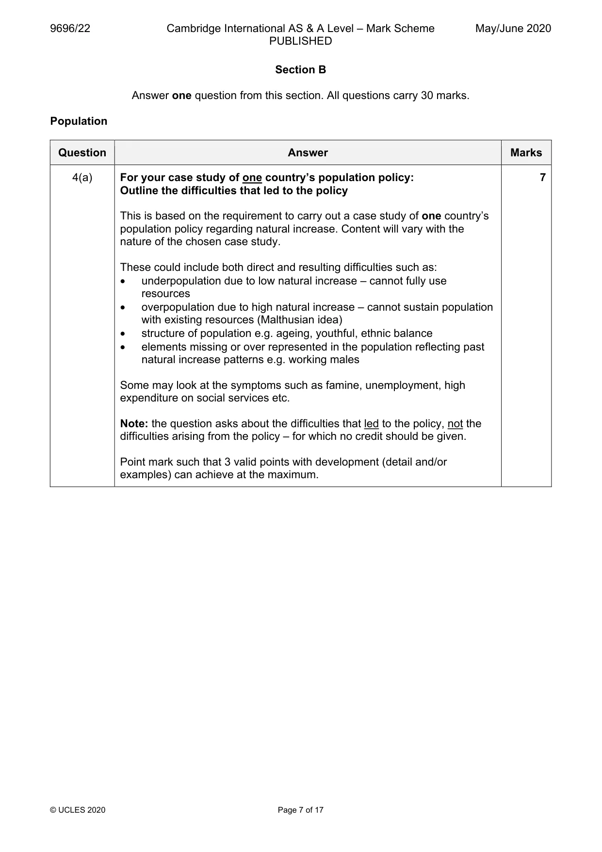 Mark scheme, page 7 of 17