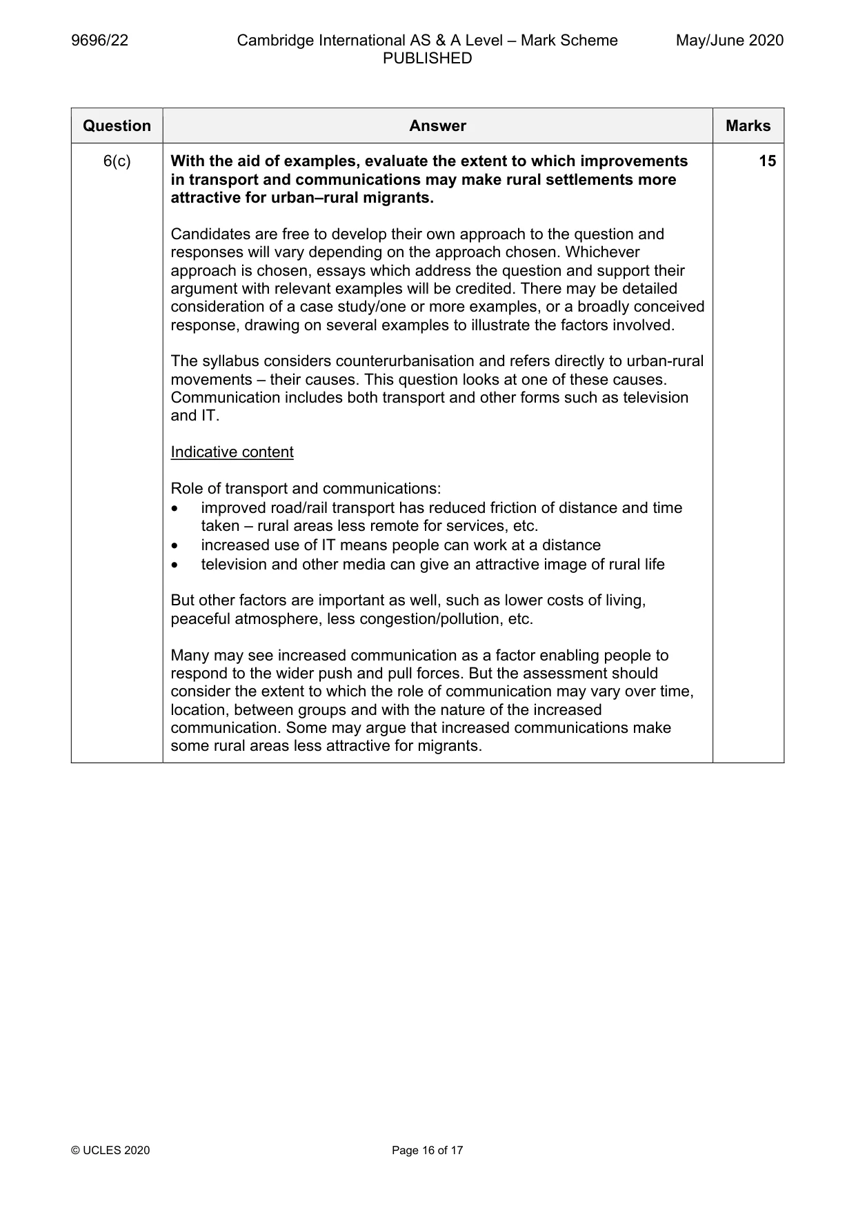 Mark scheme, page 16 of 17