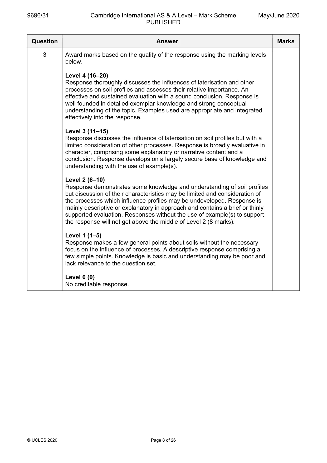 Mark scheme, page 8 of 26