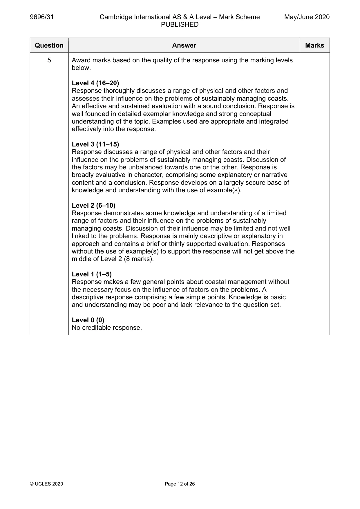 Mark scheme, page 12 of 26