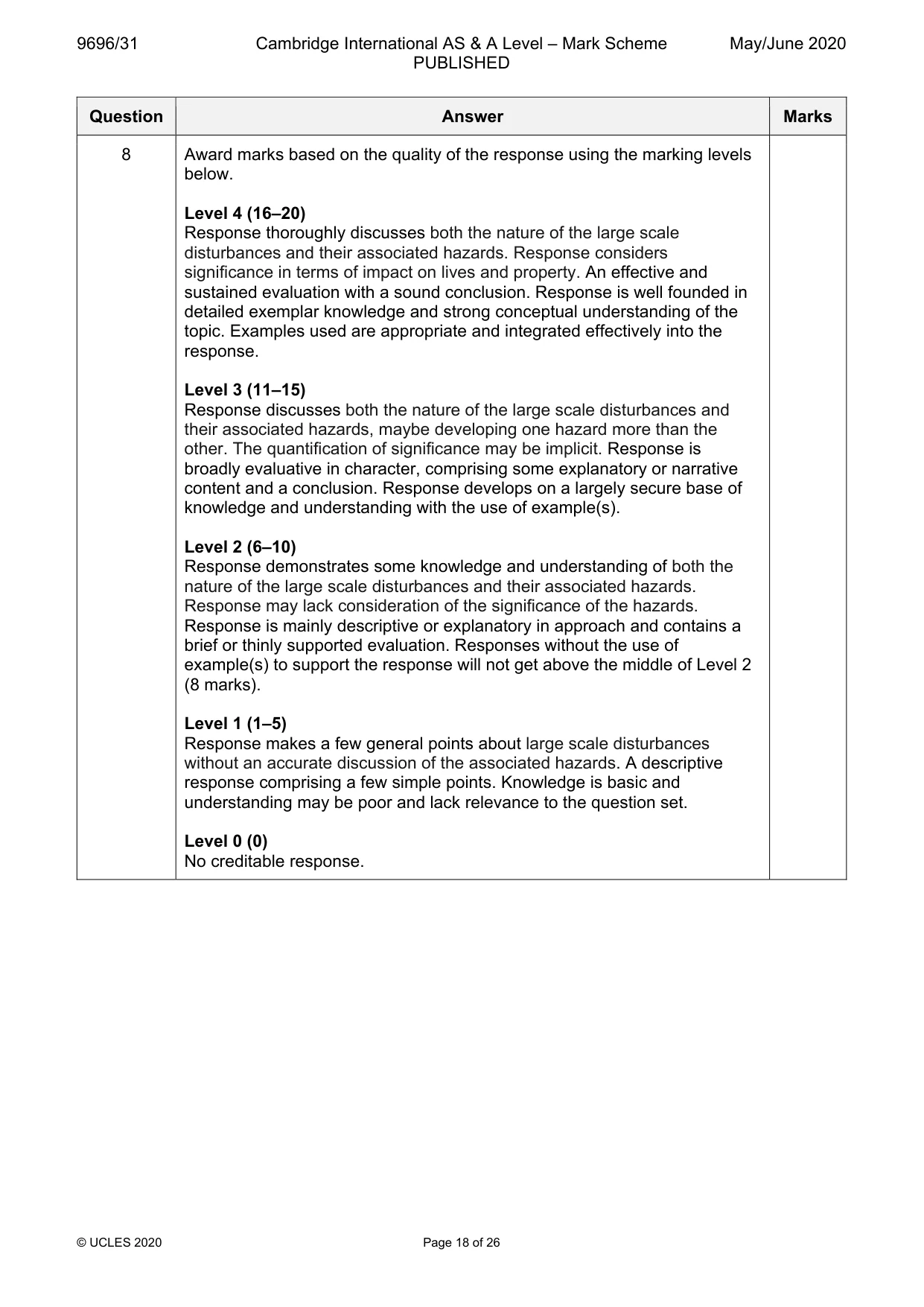 Mark scheme, page 18 of 26