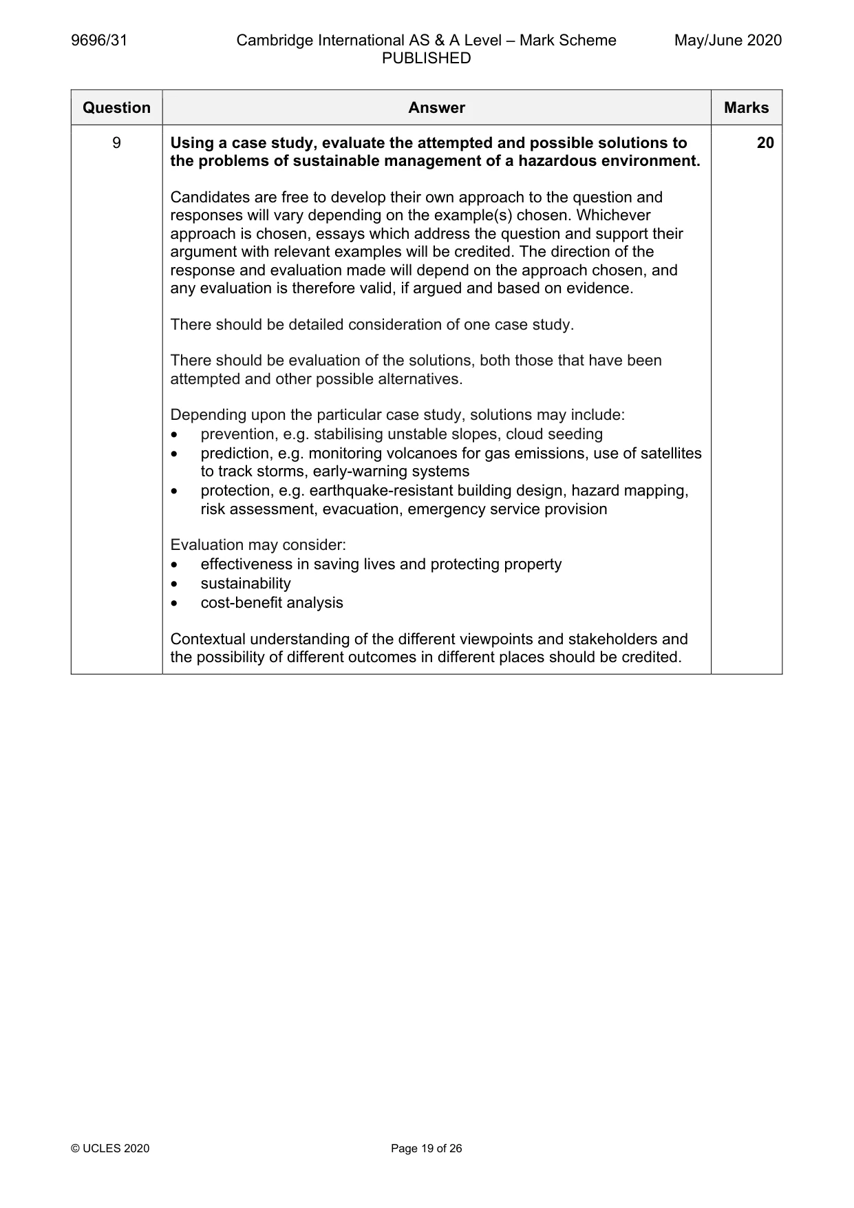 Mark scheme, page 19 of 26