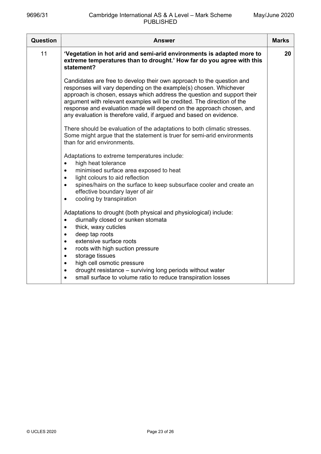 Mark scheme, page 23 of 26