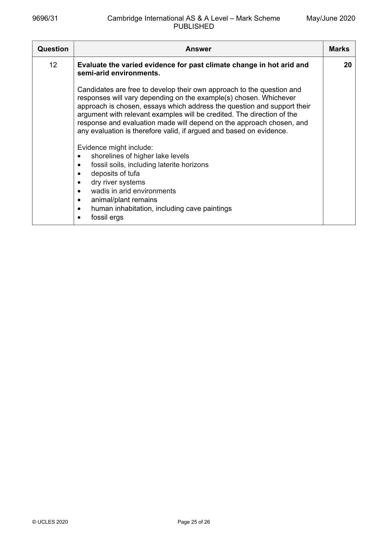 Mark scheme, page 25 of 26