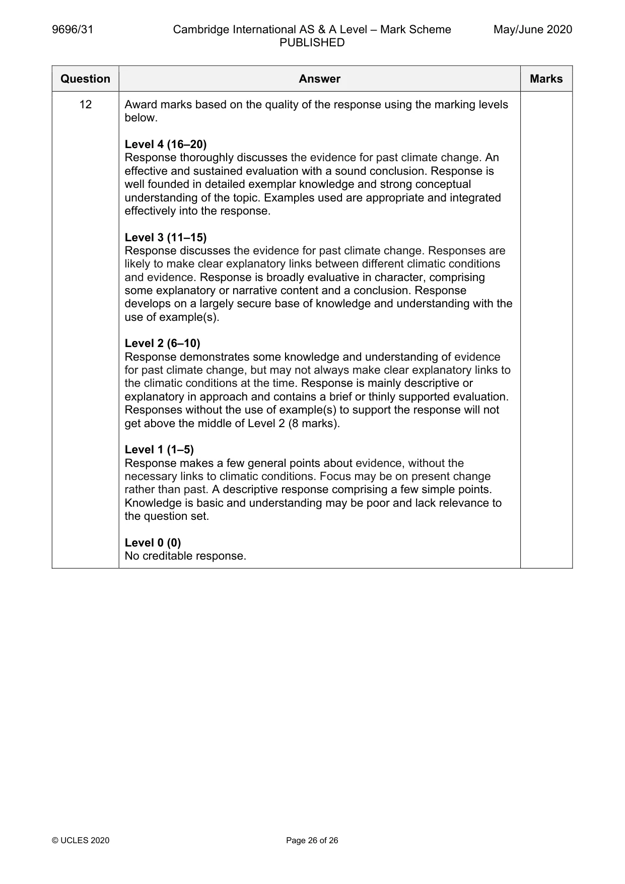 Mark scheme, page 26 of 26