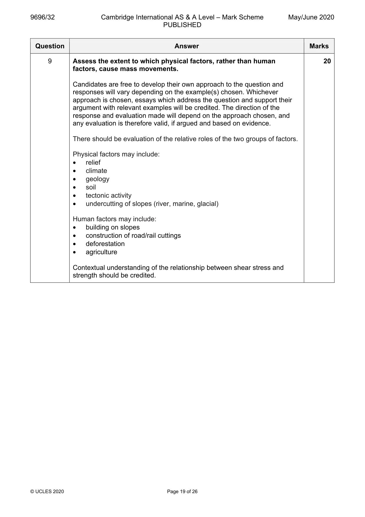 Mark scheme, page 19 of 26