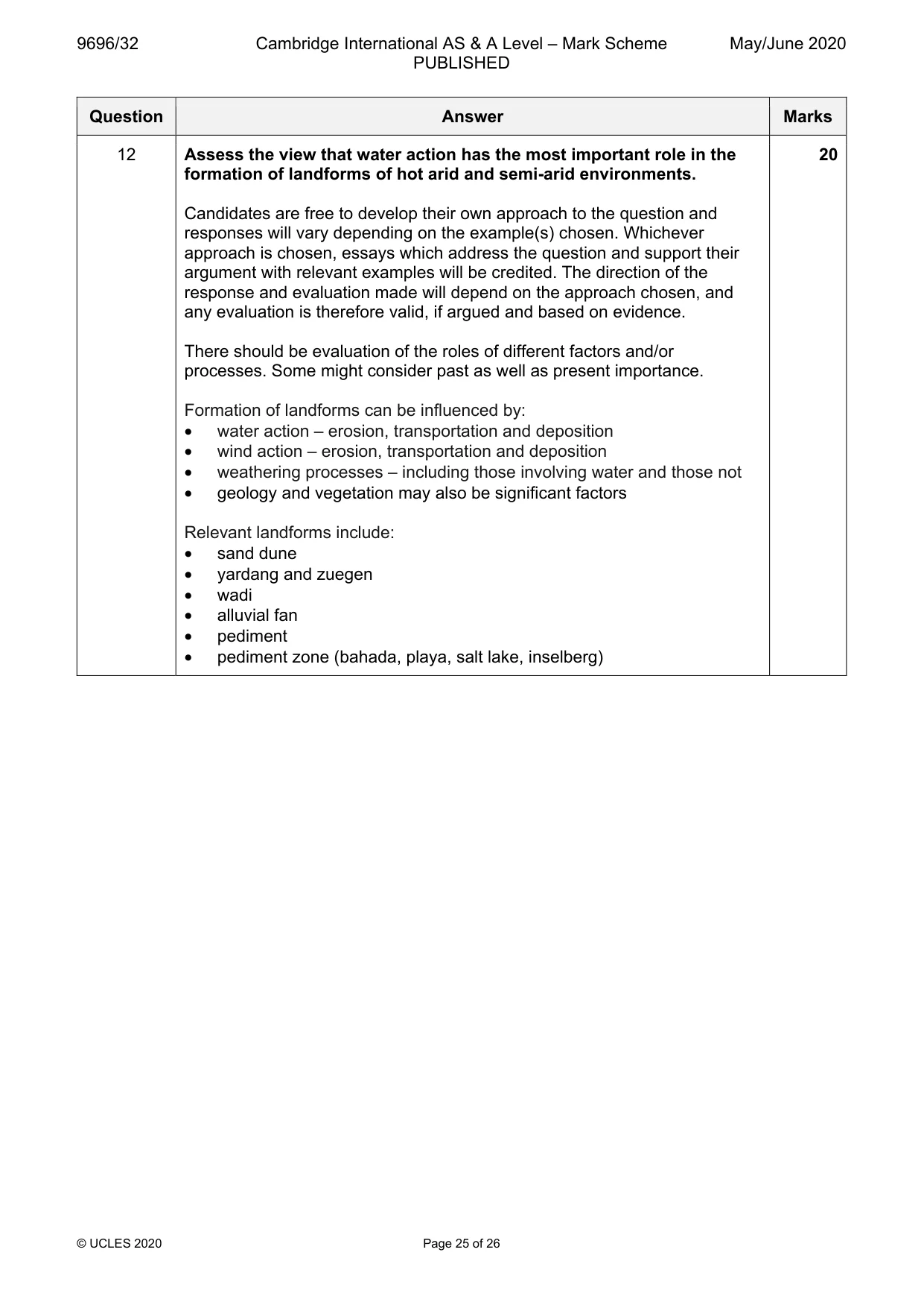 Mark scheme, page 25 of 26