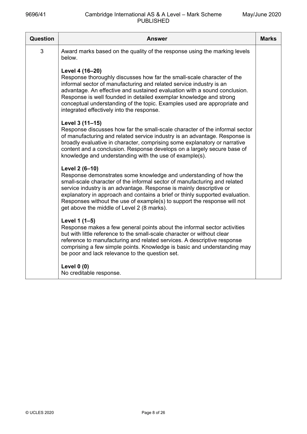Mark scheme, page 8 of 26