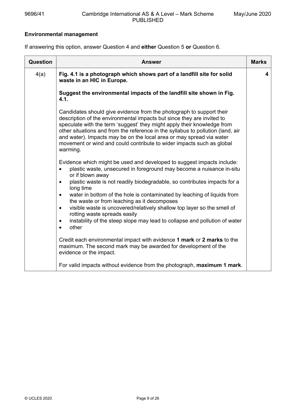 Mark scheme, page 9 of 26