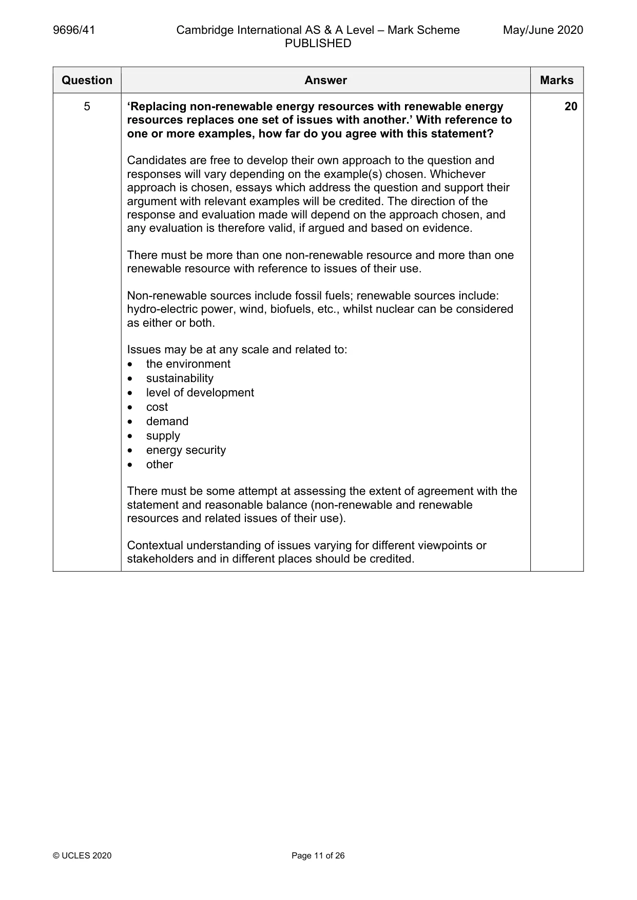 Mark scheme, page 11 of 26