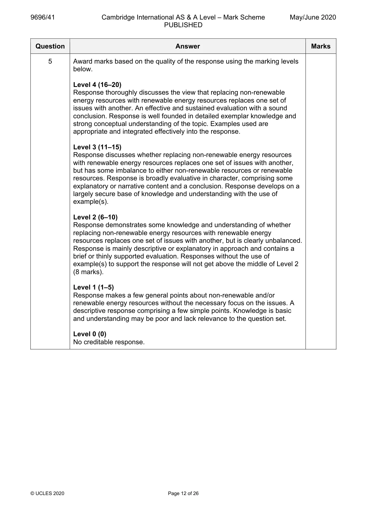 Mark scheme, page 12 of 26