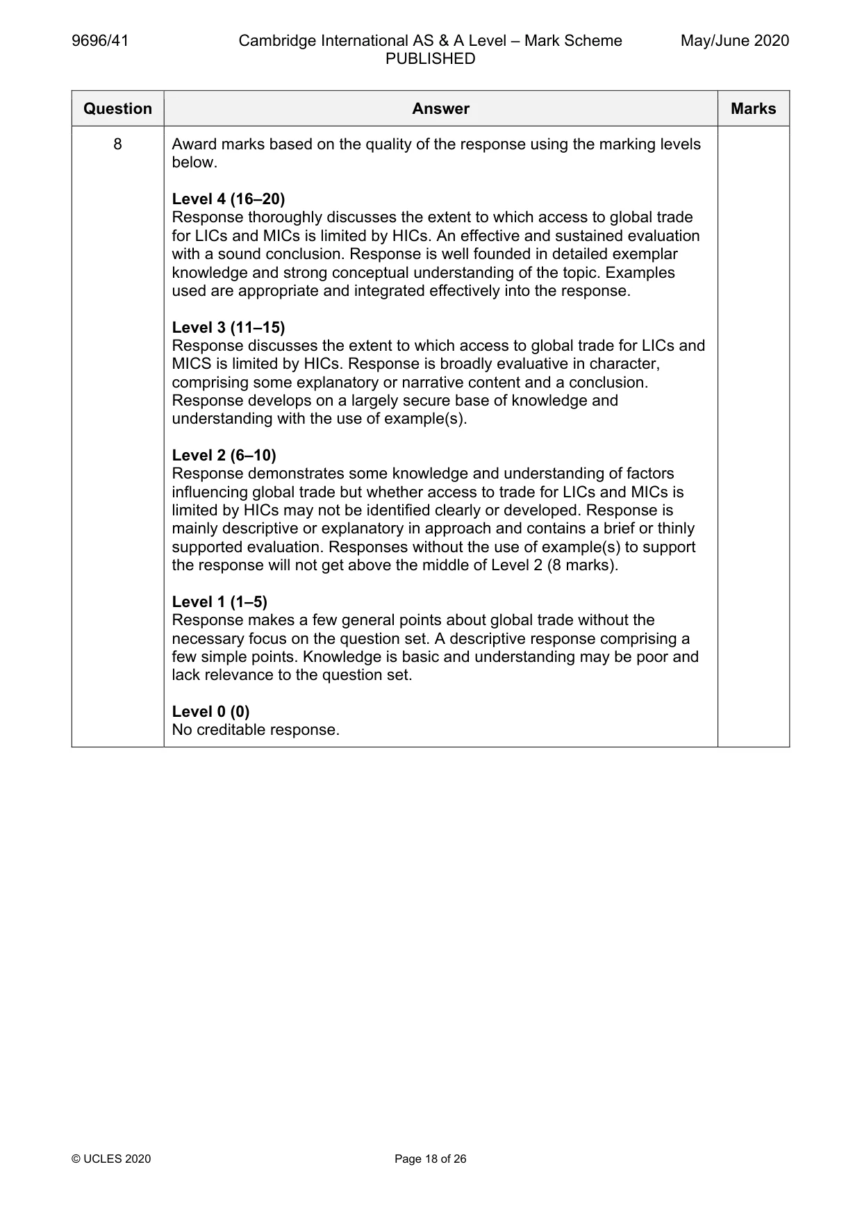Mark scheme, page 18 of 26