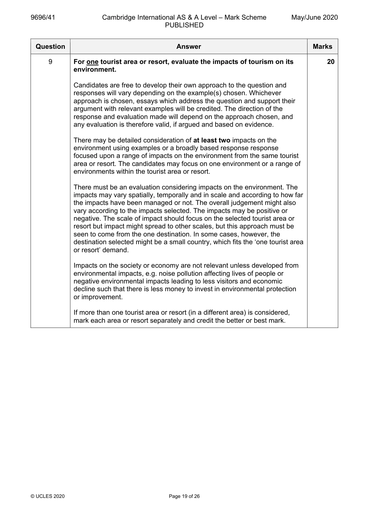 Mark scheme, page 19 of 26