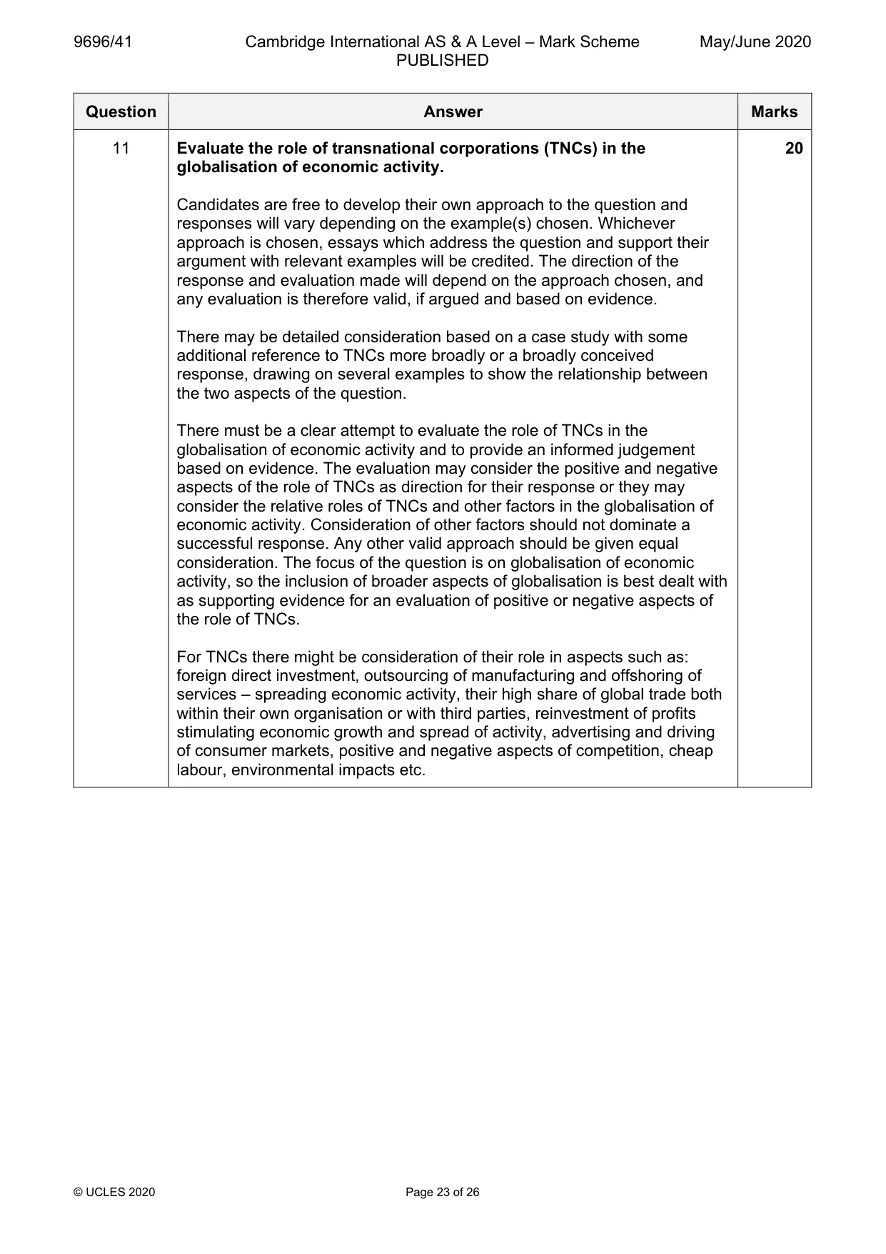 Mark scheme, page 23 of 26