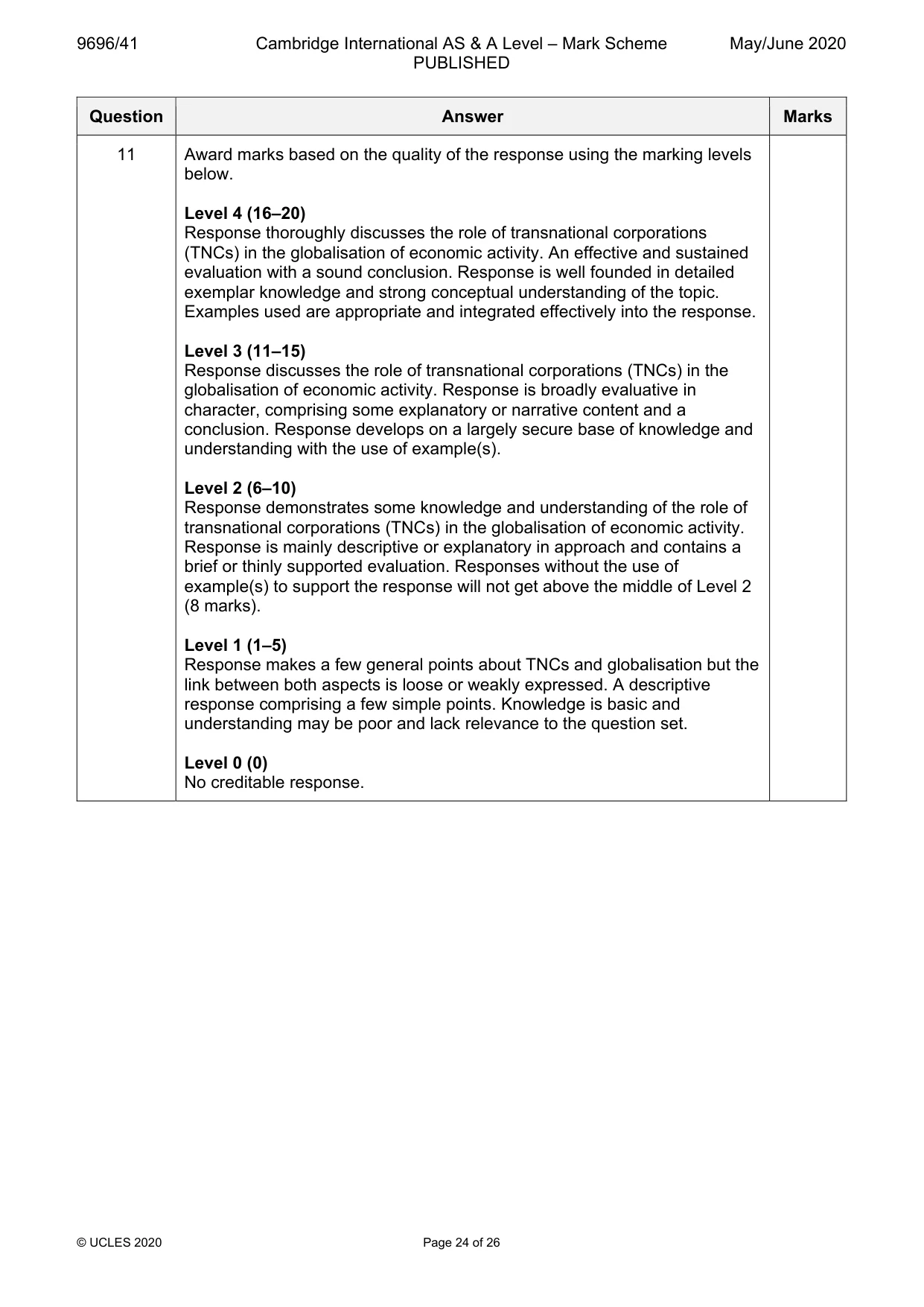 Mark scheme, page 24 of 26