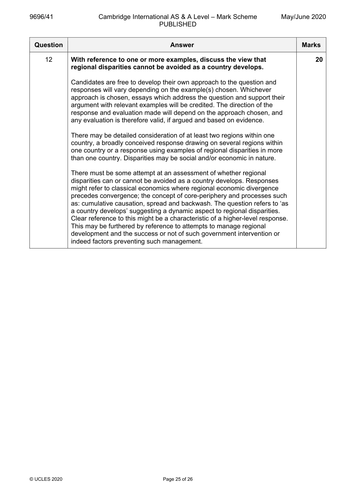 Mark scheme, page 25 of 26