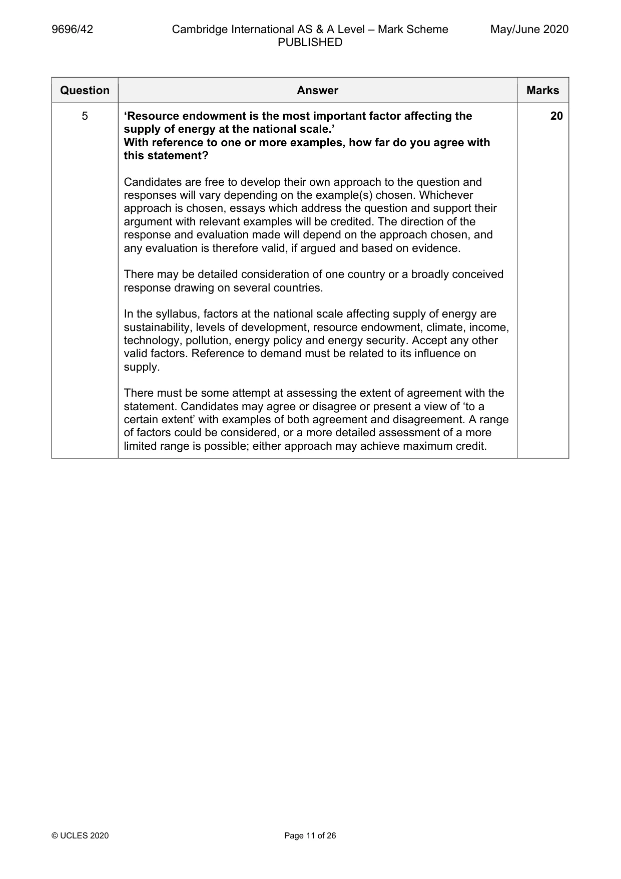 Mark scheme, page 11 of 26