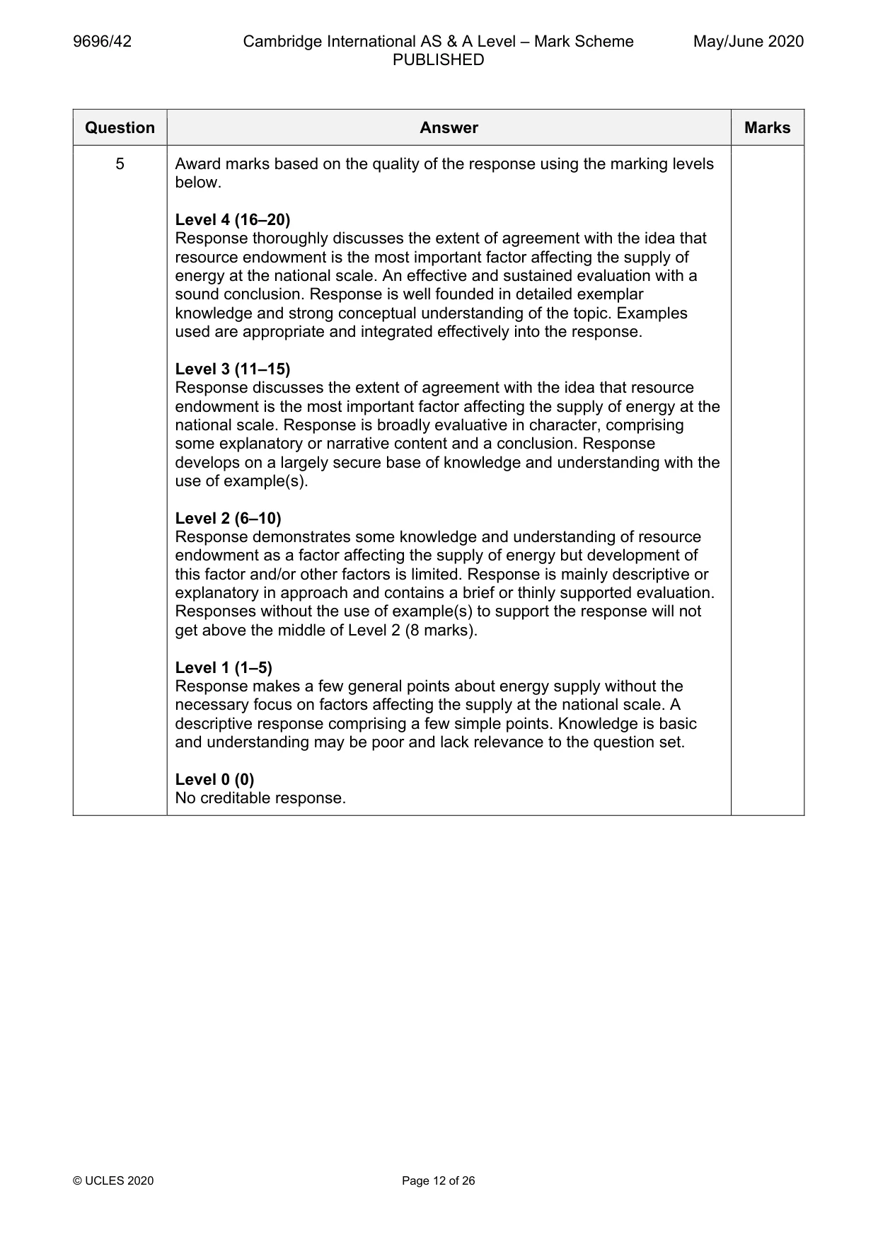 Mark scheme, page 12 of 26