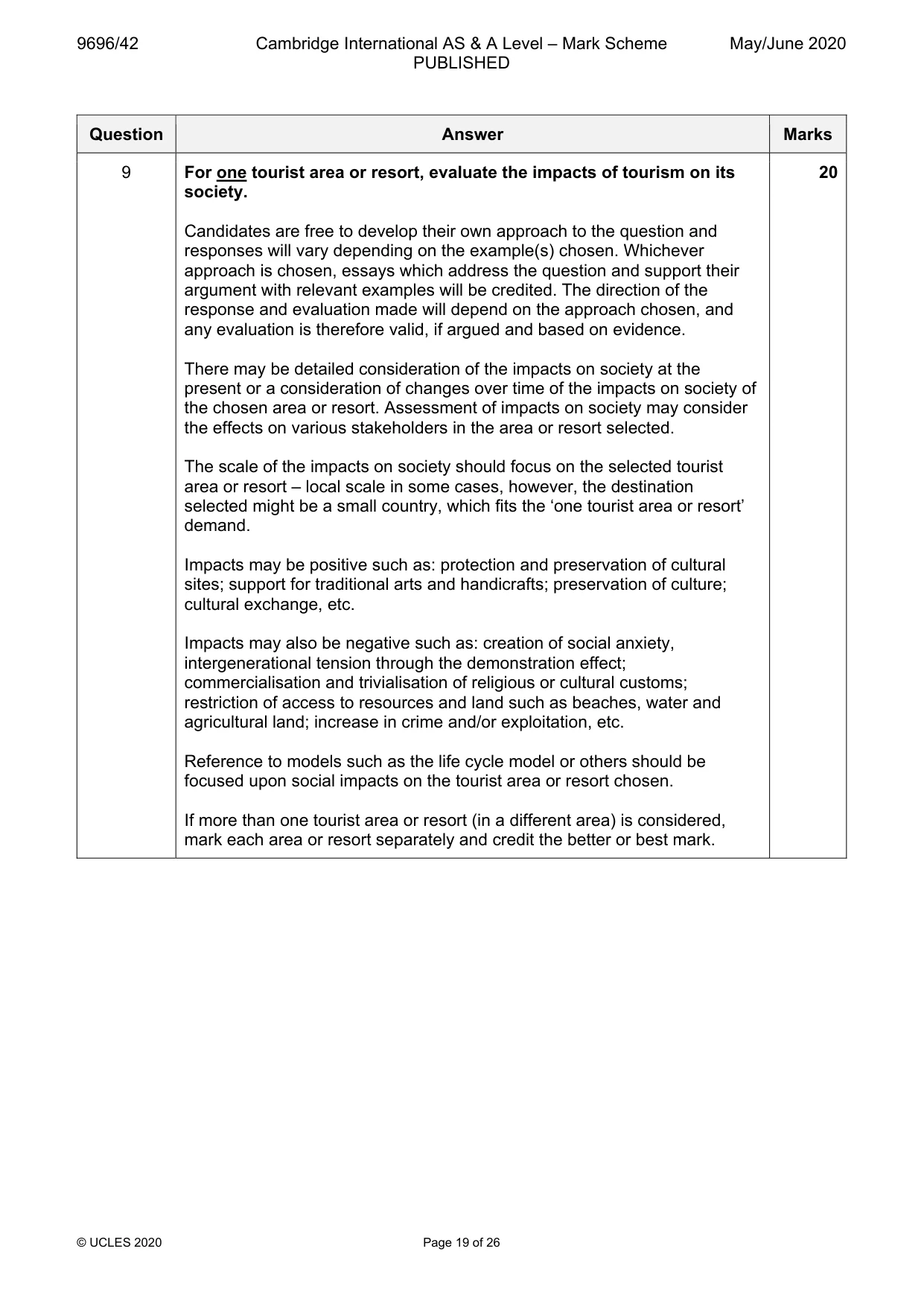 Mark scheme, page 19 of 26