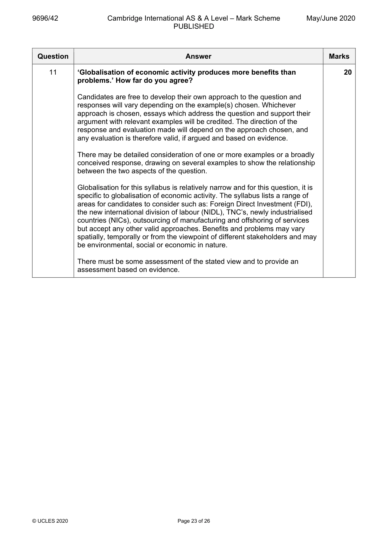 Mark scheme, page 23 of 26