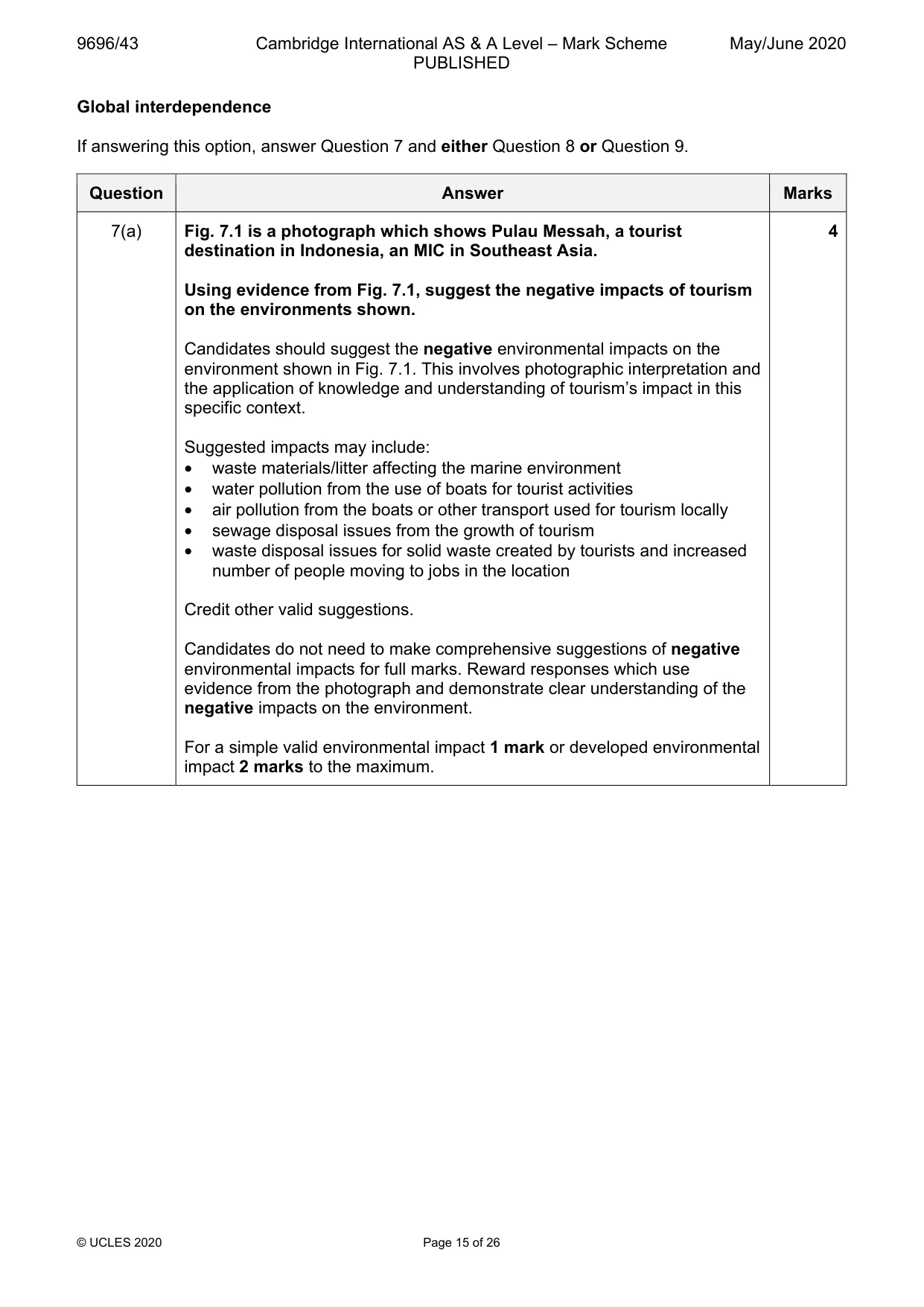 Mark scheme, page 15 of 26