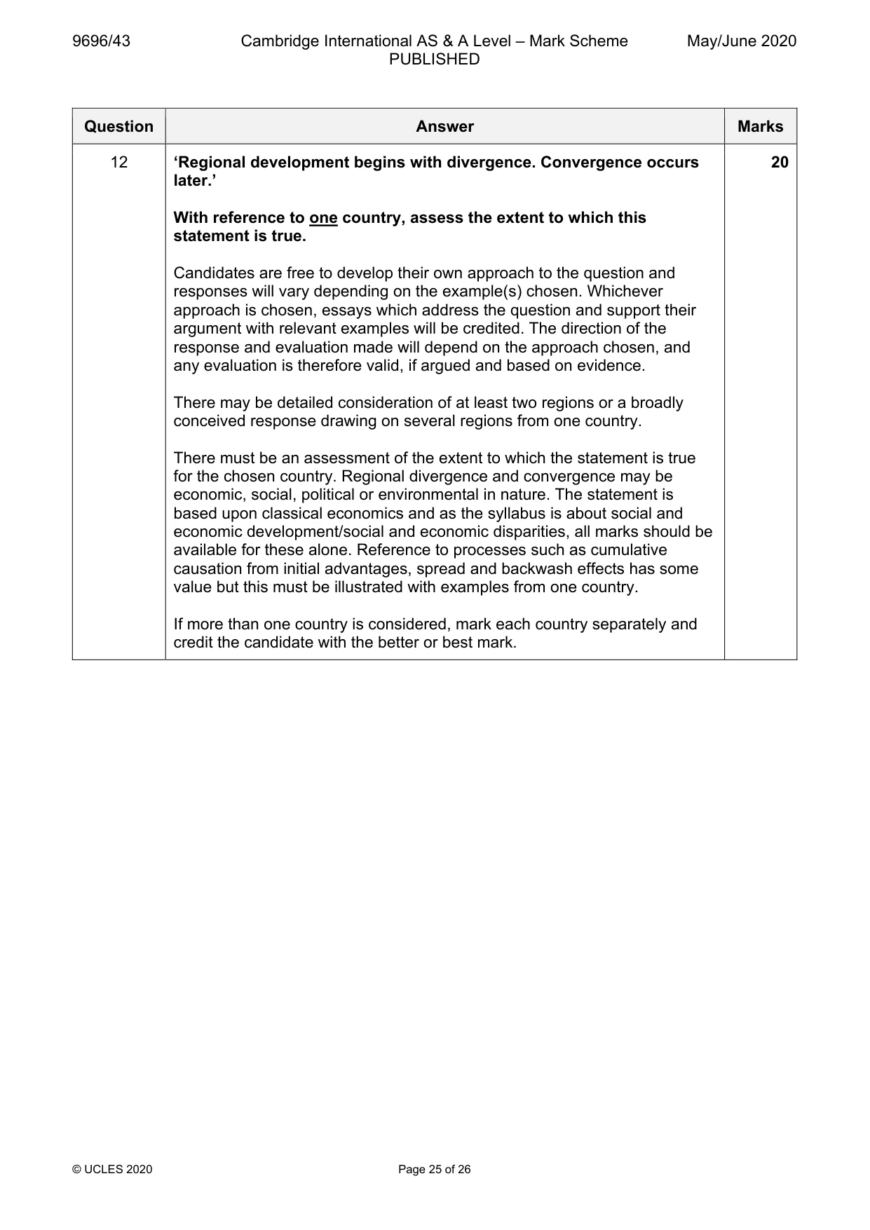 Mark scheme, page 25 of 26