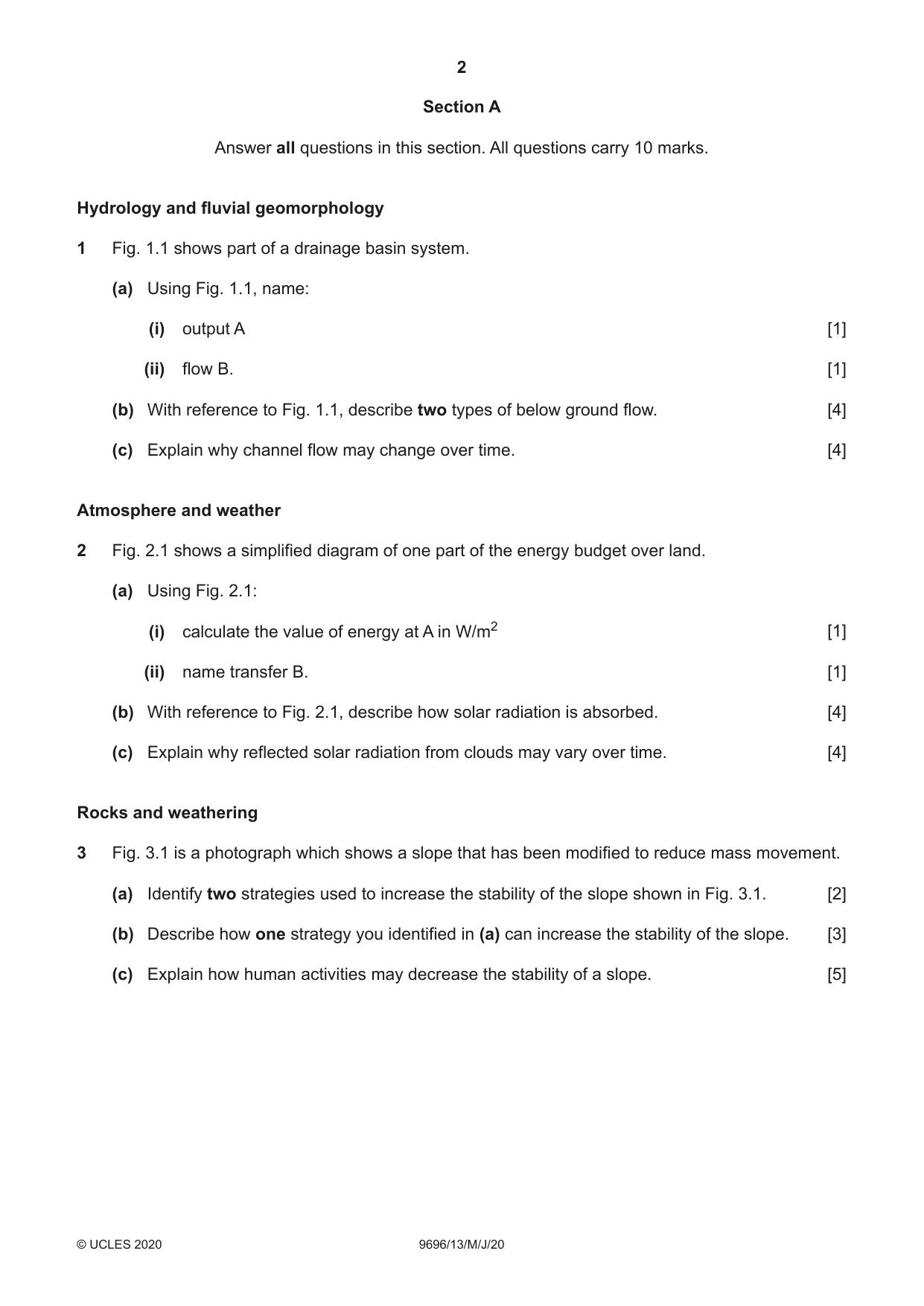 Cambridge A Level Geography 9696 2020 May/June Paper 1 · Variant 3 question paper, page 2 of 4