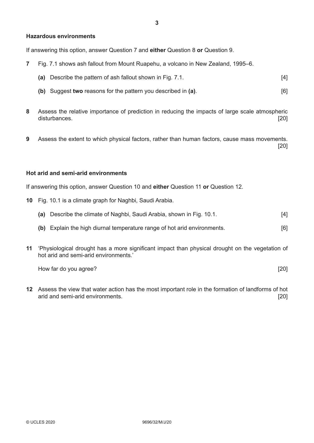 Cambridge A Level Geography 9696 2020 May/June Paper 3 · Variant 2 question paper, page 3 of 4