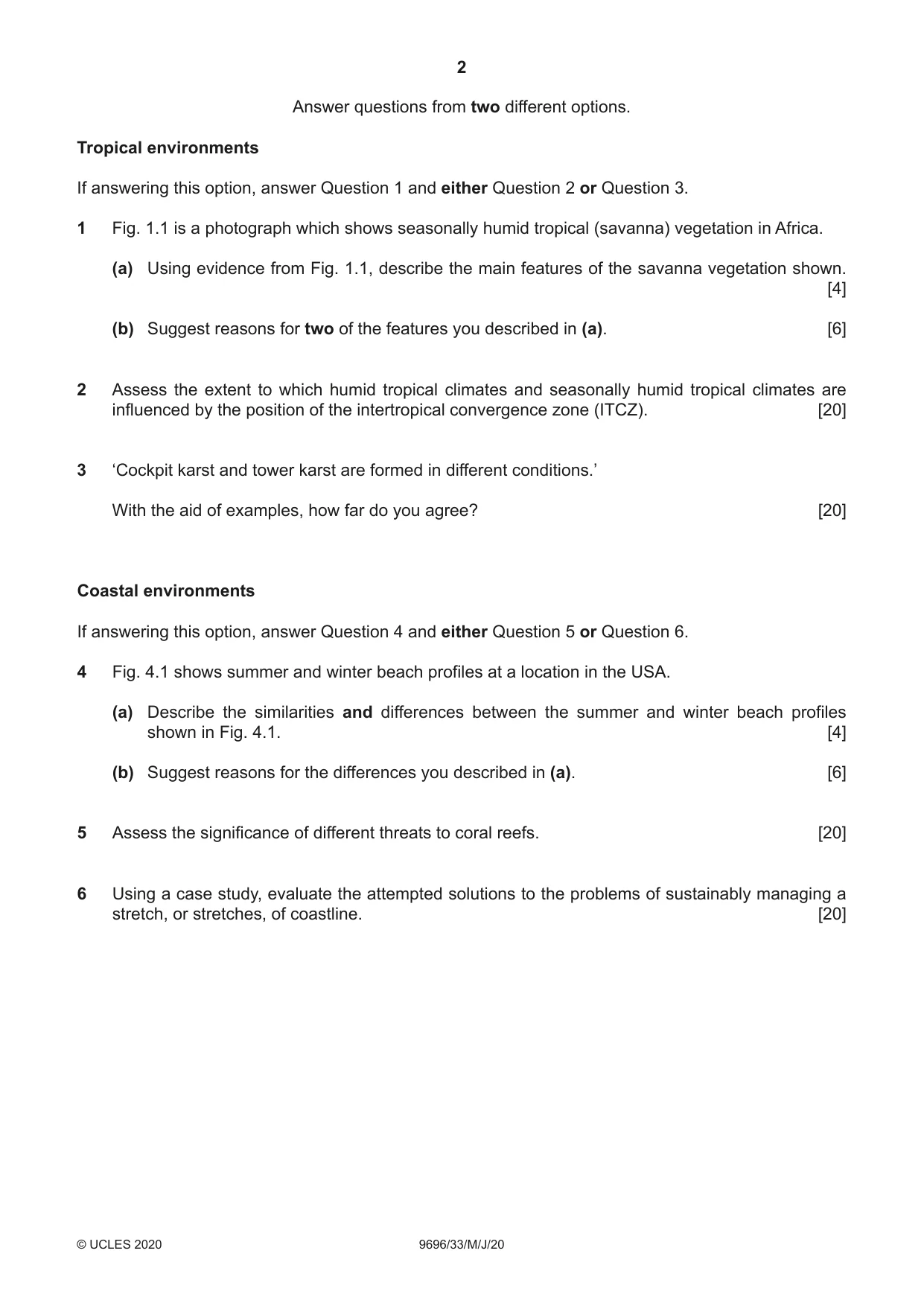 Cambridge A Level Geography 9696 2020 May/June Paper 3 · Variant 3 question paper, page 2 of 4