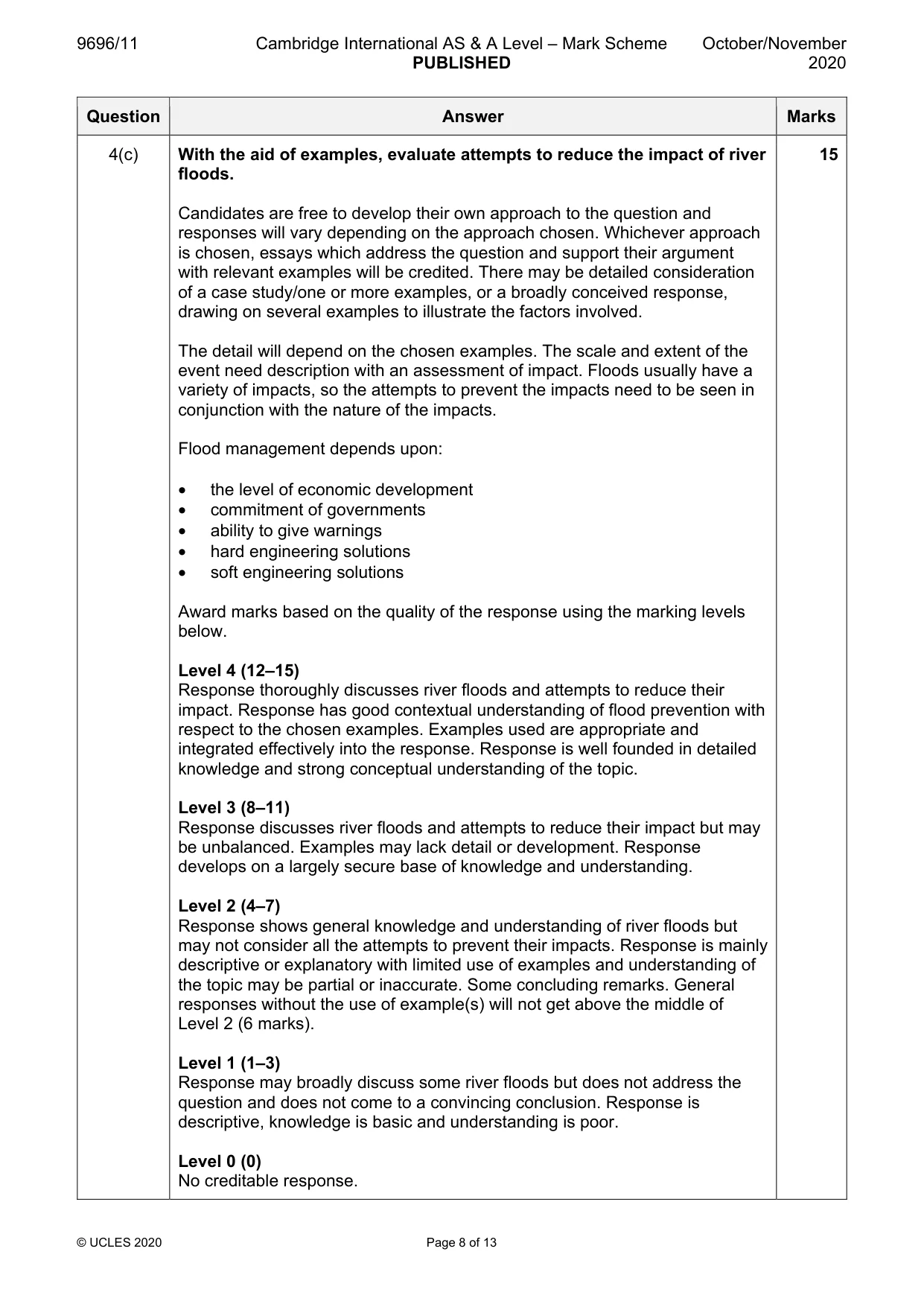 Mark scheme, page 8 of 13