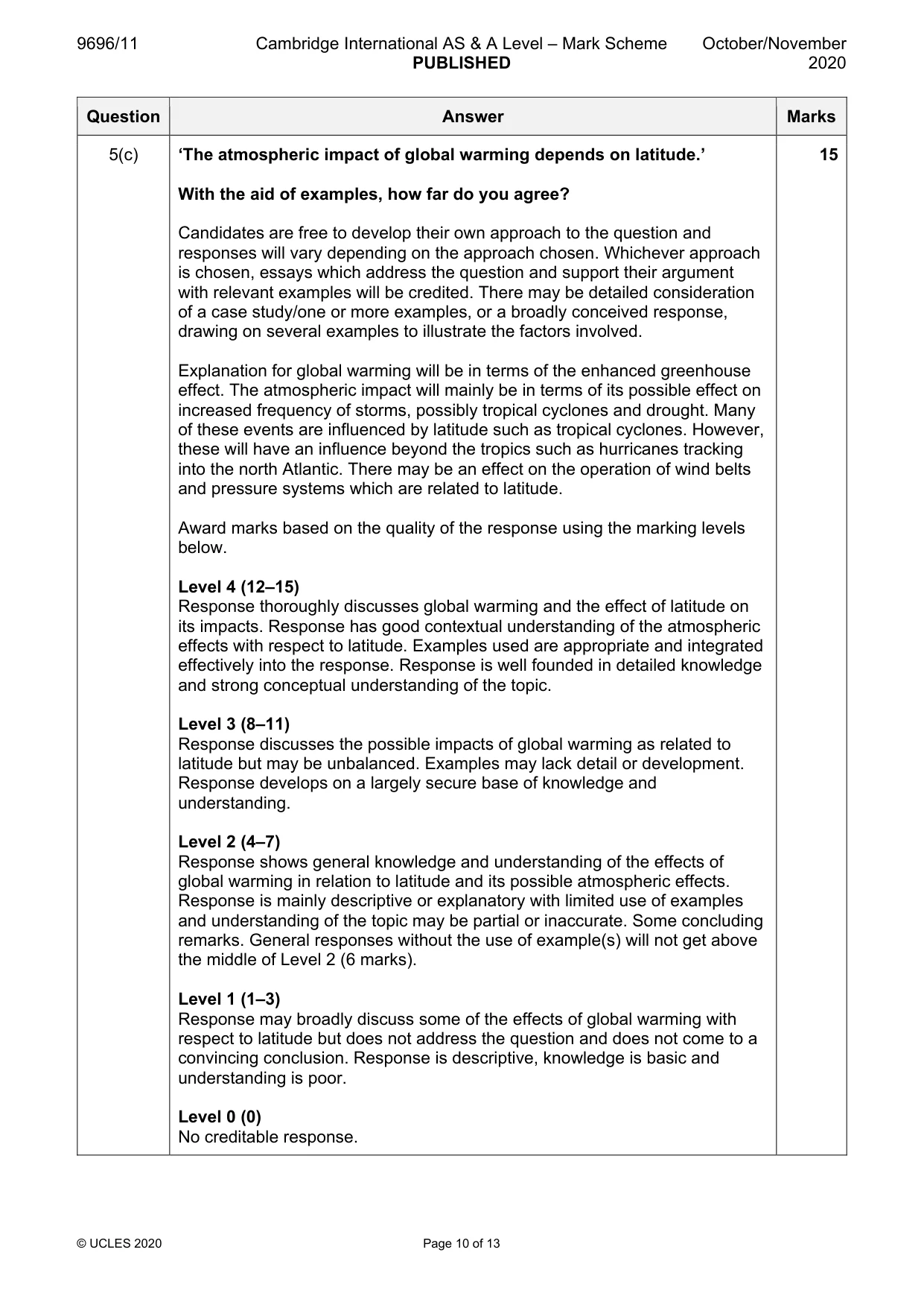 Mark scheme, page 10 of 13