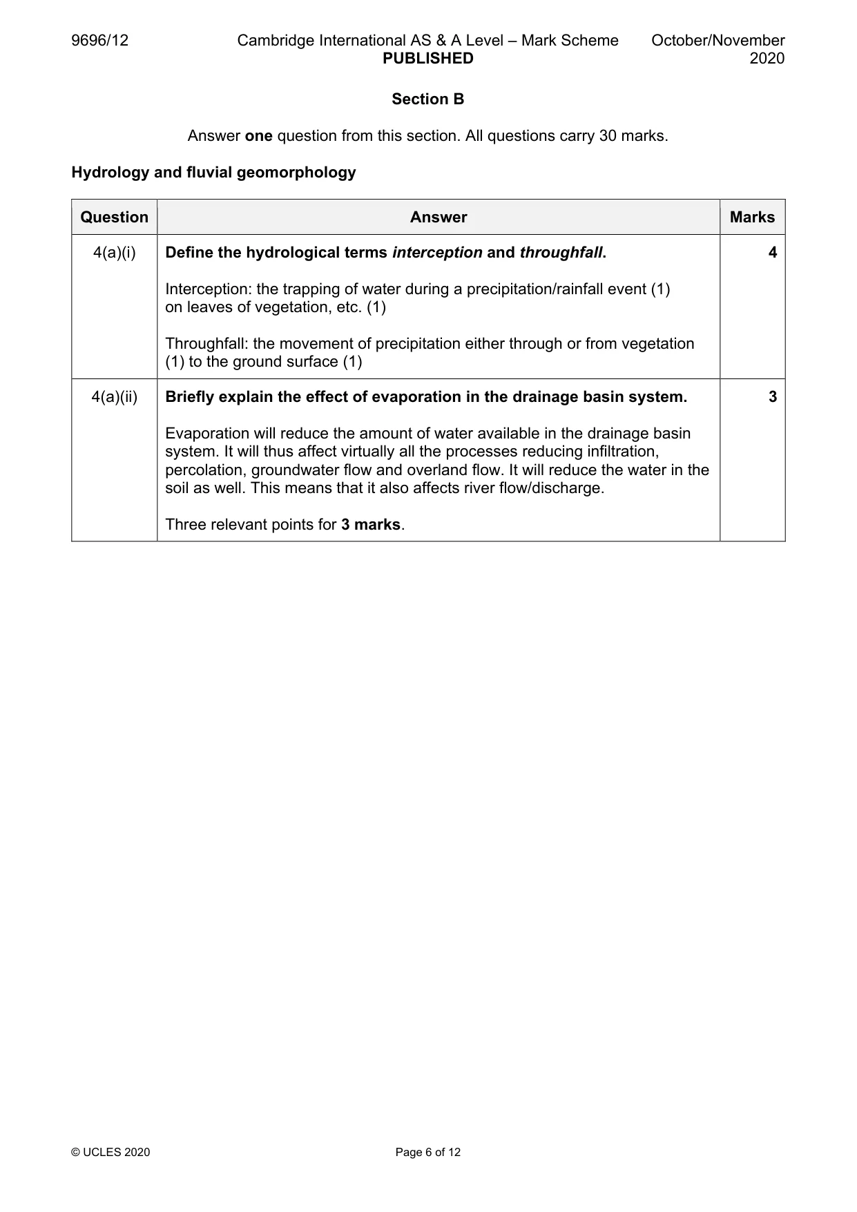 Mark scheme, page 6 of 12