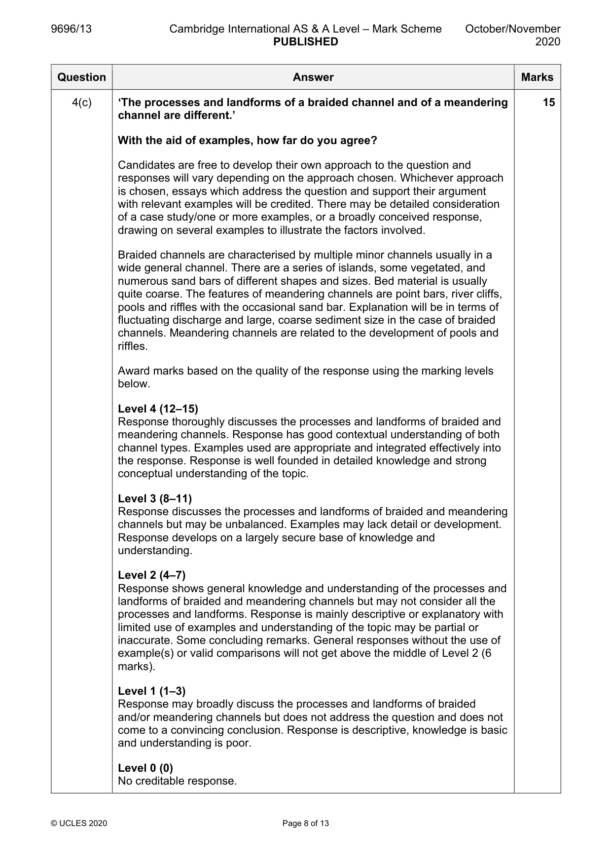 Mark scheme, page 8 of 13