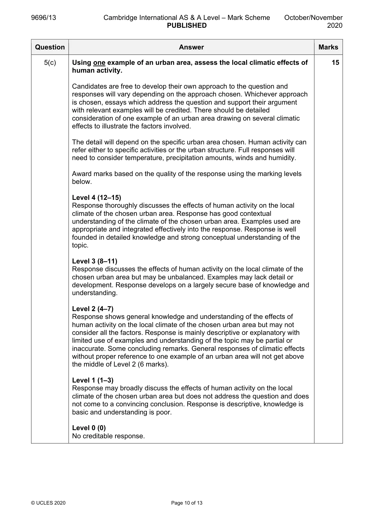 Mark scheme, page 10 of 13