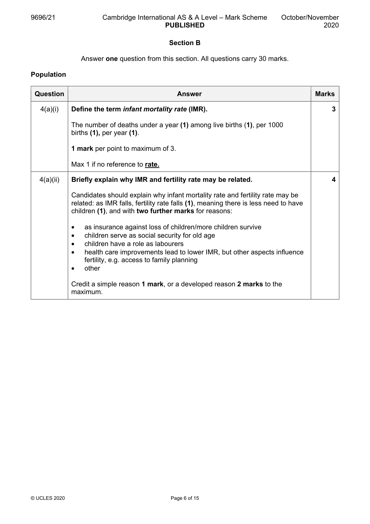 Mark scheme, page 6 of 15