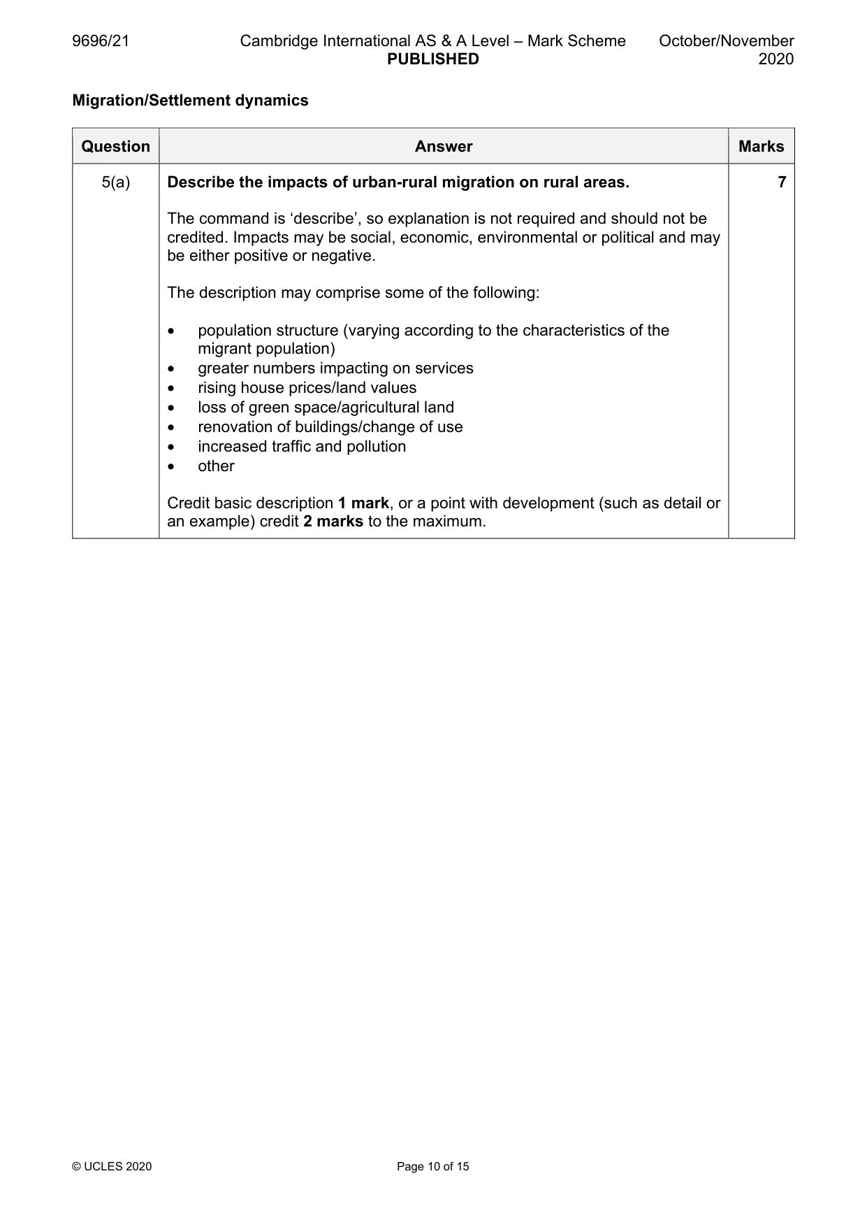 Mark scheme, page 10 of 15