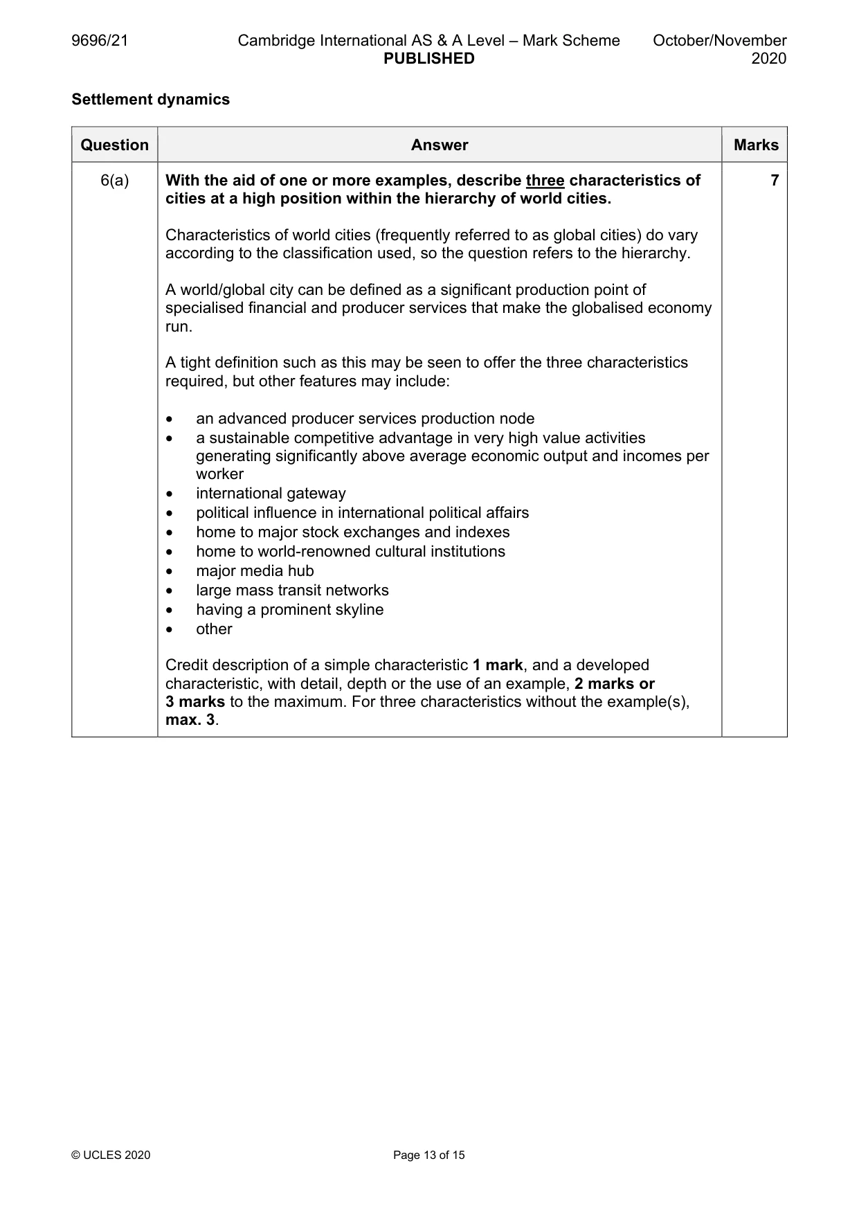 Mark scheme, page 13 of 15