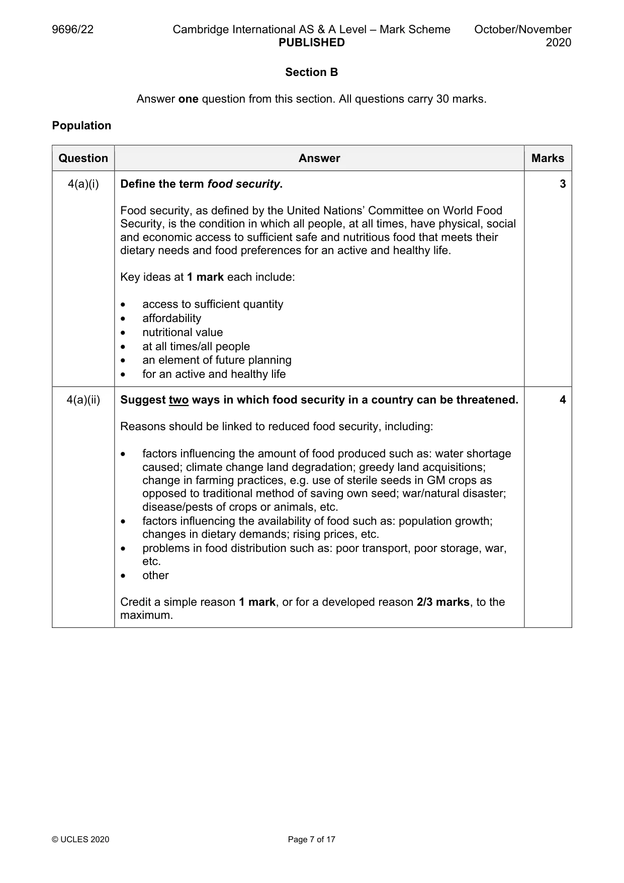 Mark scheme, page 7 of 17