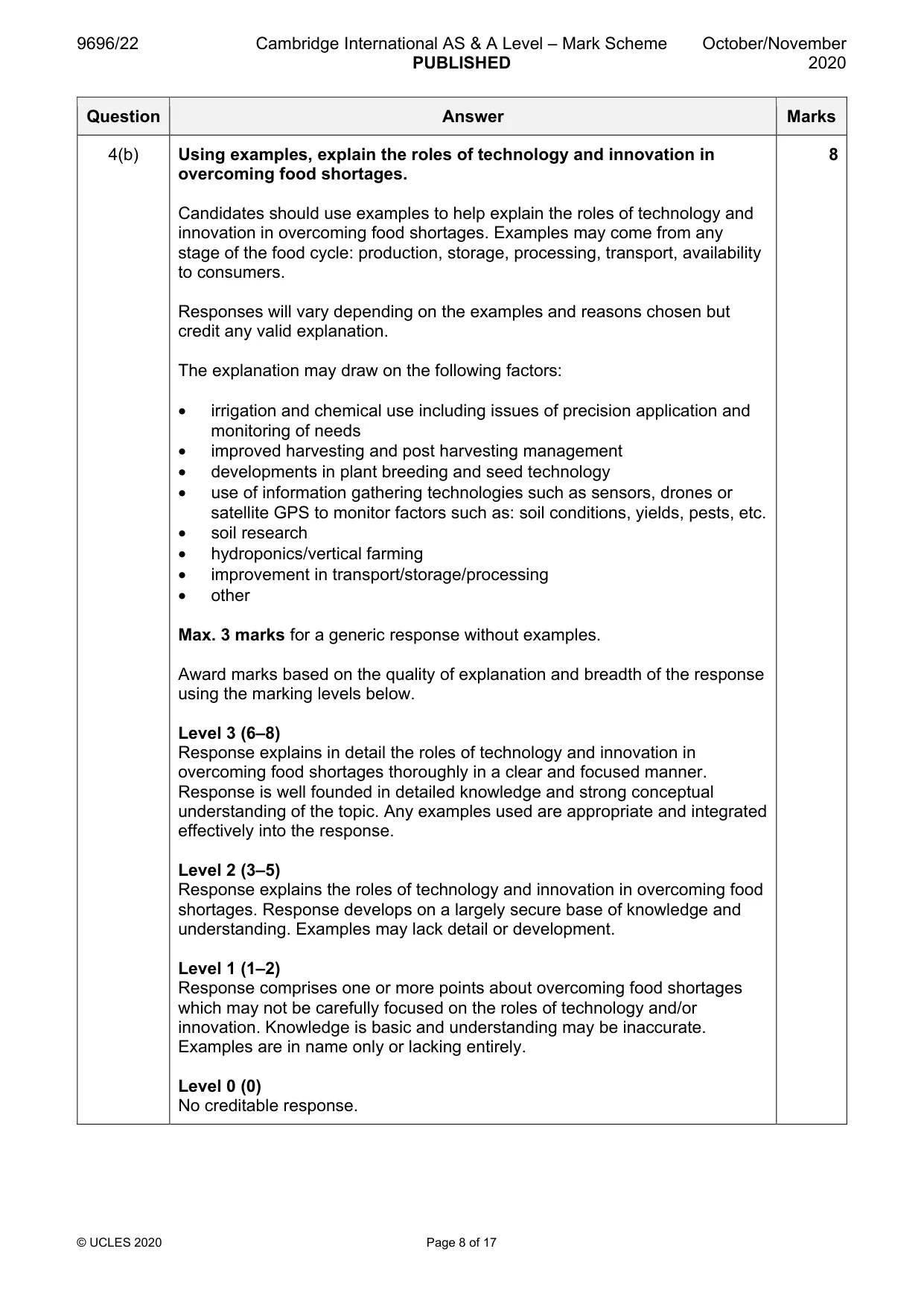 Mark scheme, page 8 of 17