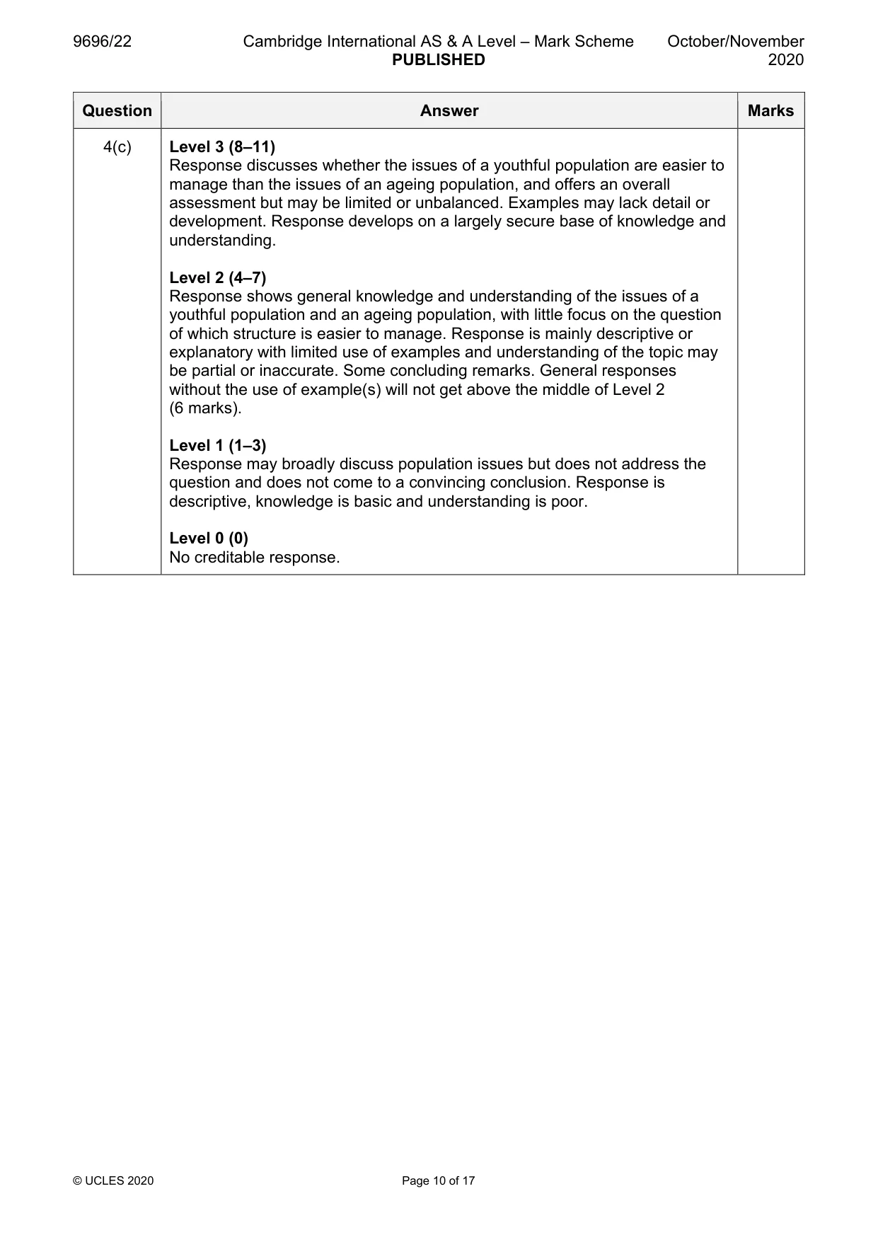 Mark scheme, page 10 of 17