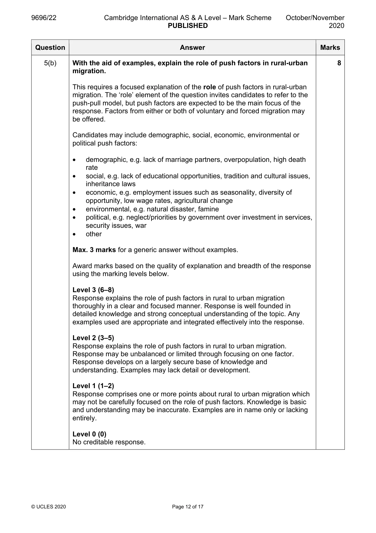 Mark scheme, page 12 of 17