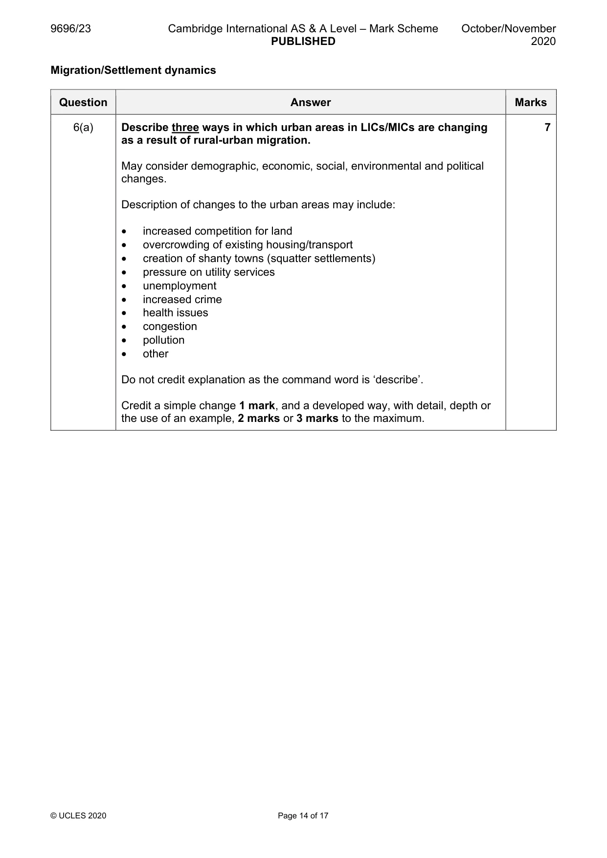 Mark scheme, page 14 of 17