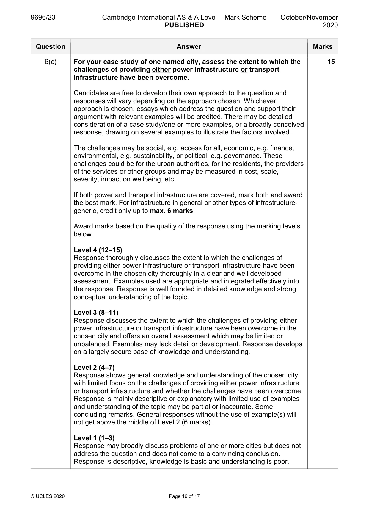 Mark scheme, page 16 of 17