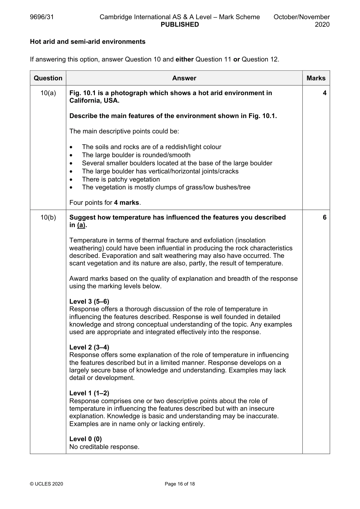 Mark scheme, page 16 of 18