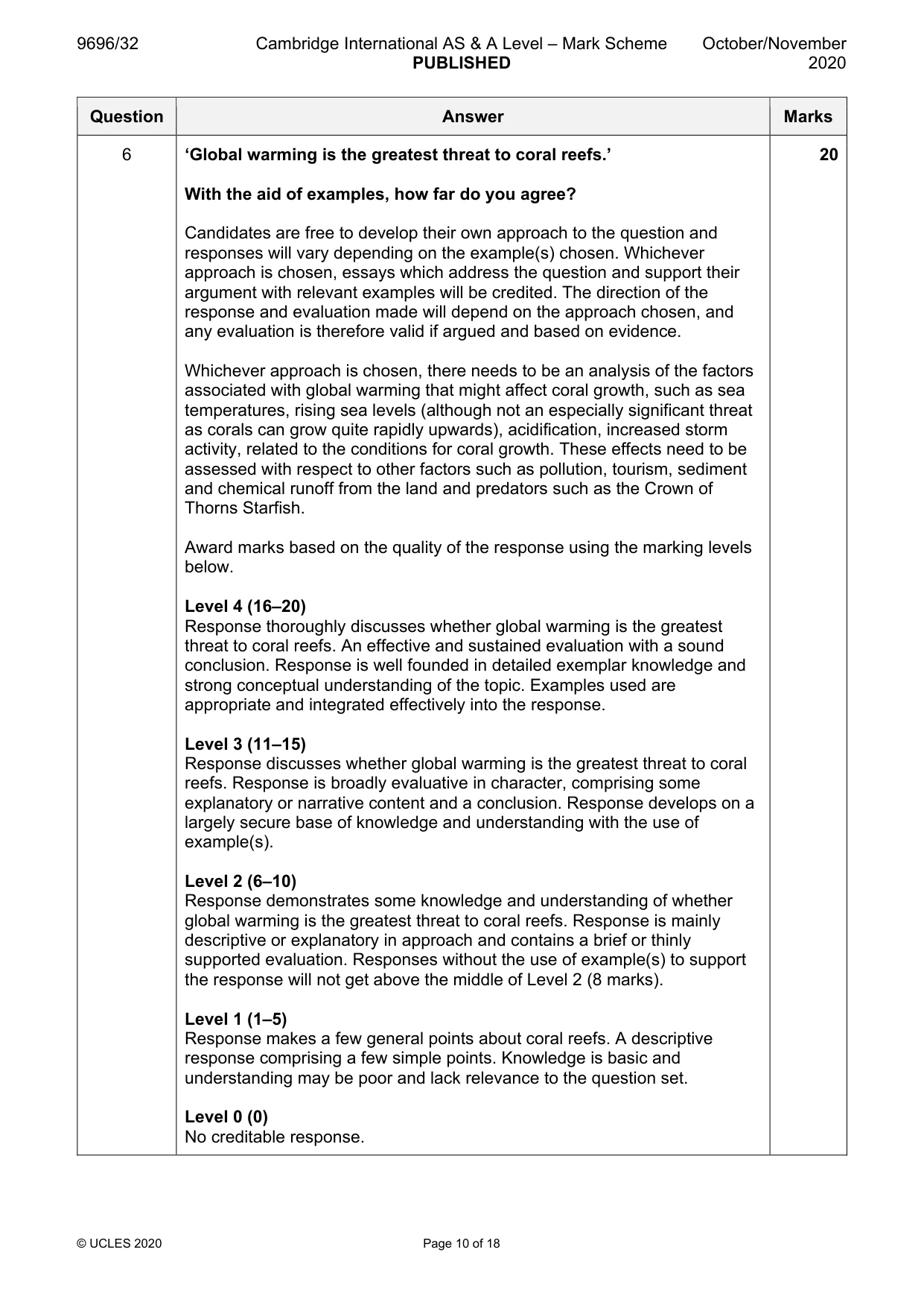 Mark scheme, page 10 of 18