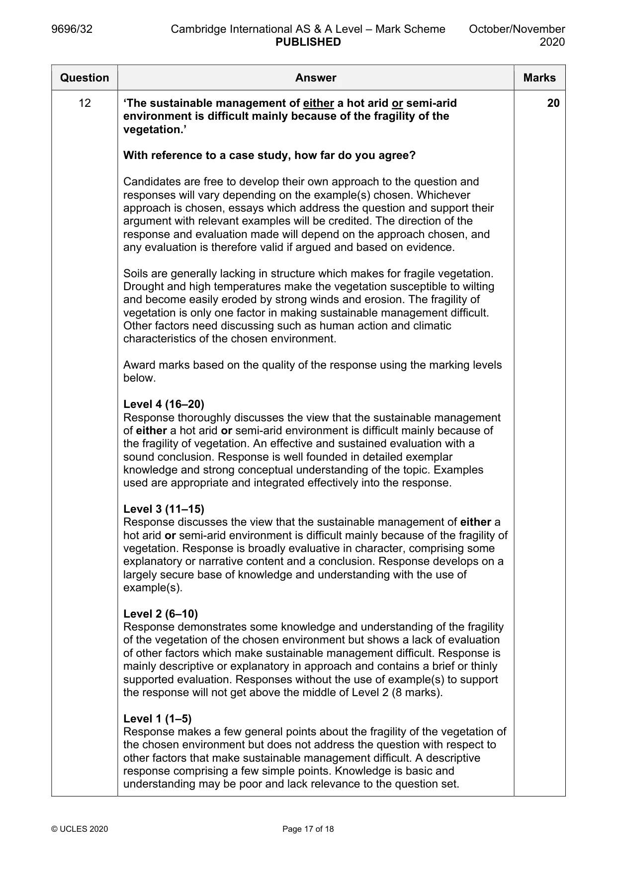 Mark scheme, page 17 of 18