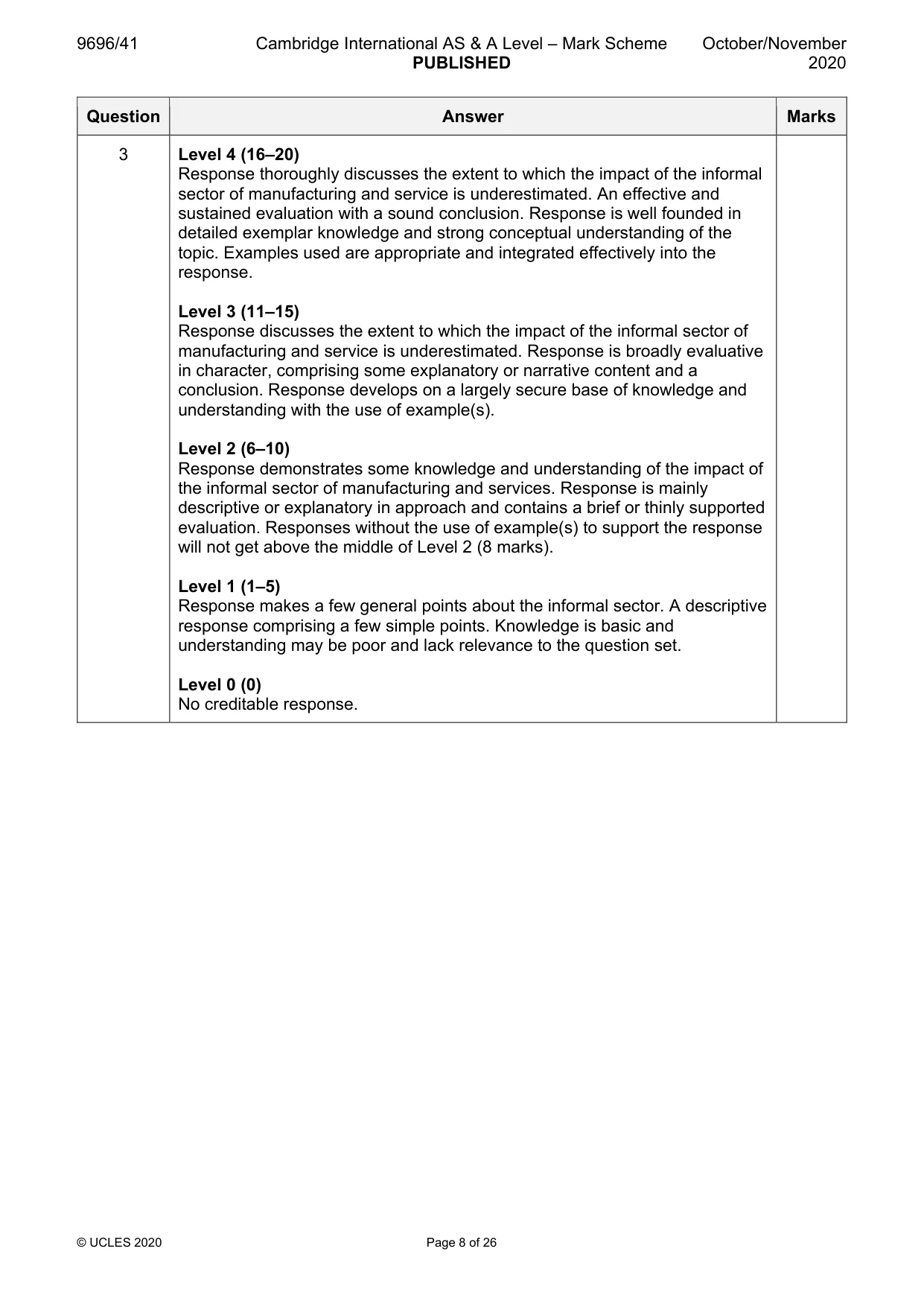 Mark scheme, page 8 of 26