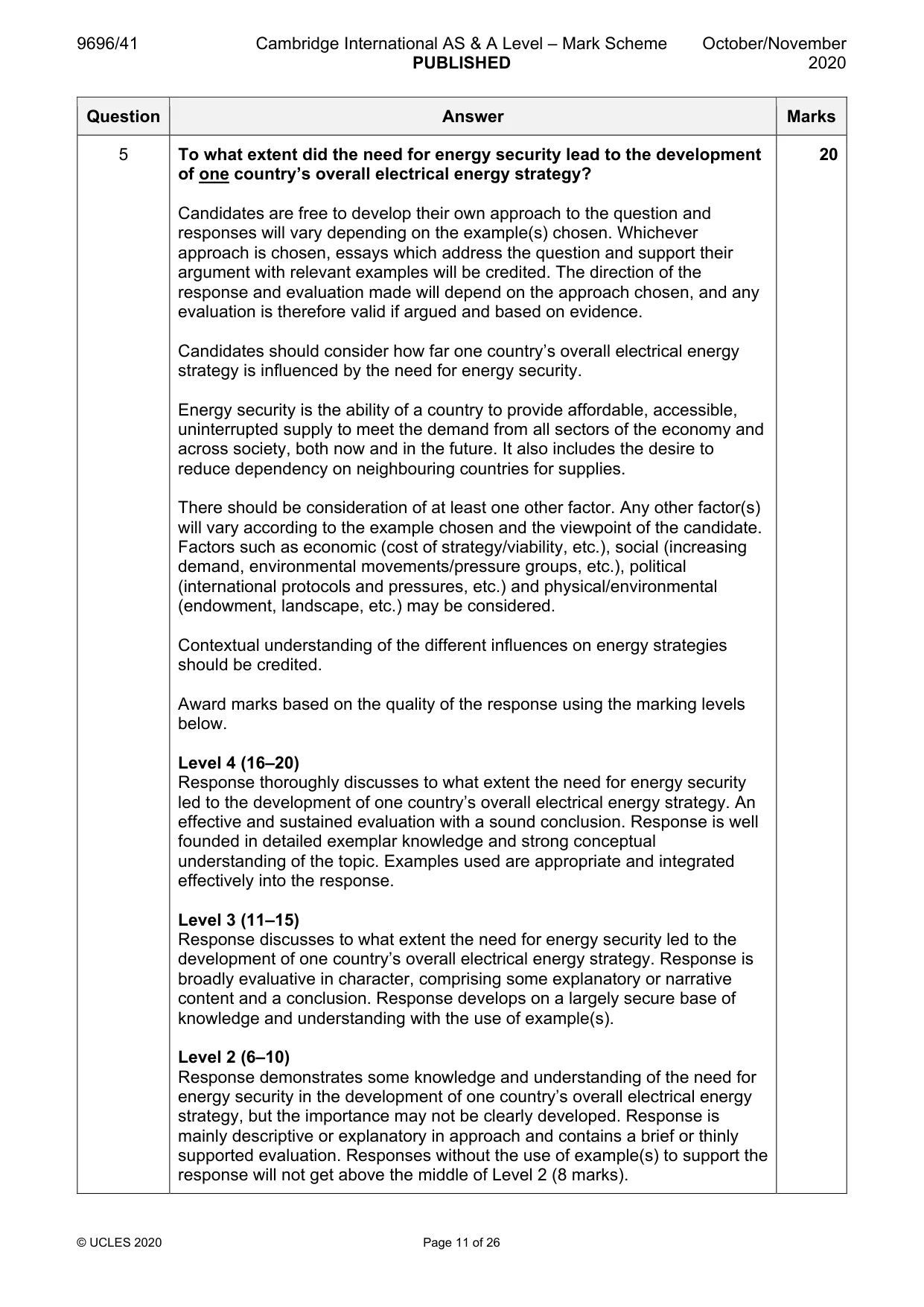 Mark scheme, page 11 of 26